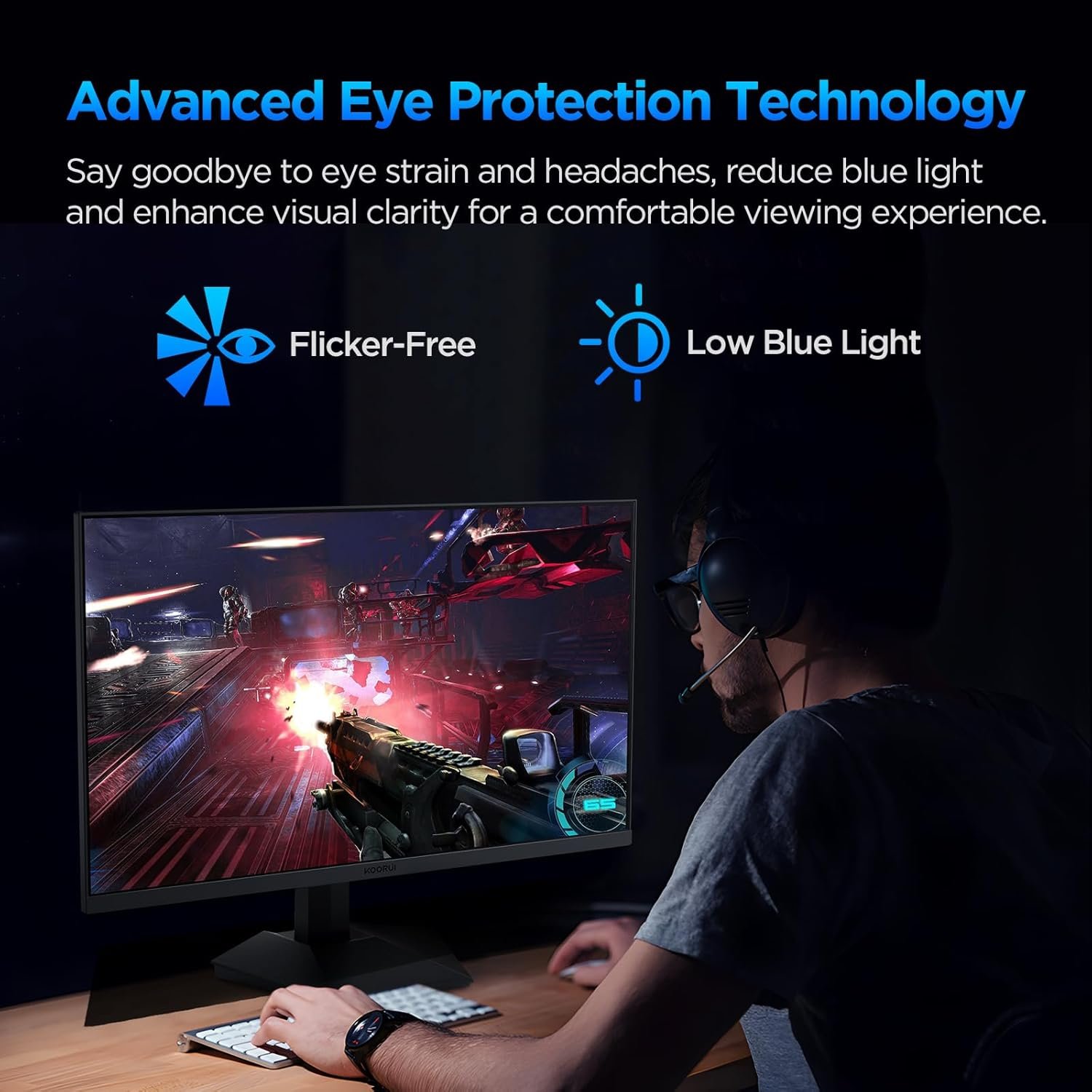 KOORUI 27 Inch Gaming Monitor 240hz, 1ms, FHD 1920x1080, 90% DCI-P3, 100% sRGB Color Gamut, Adaptive Sync Compatible, HDMI, DisplayPort, Black, GN02 - Image 7