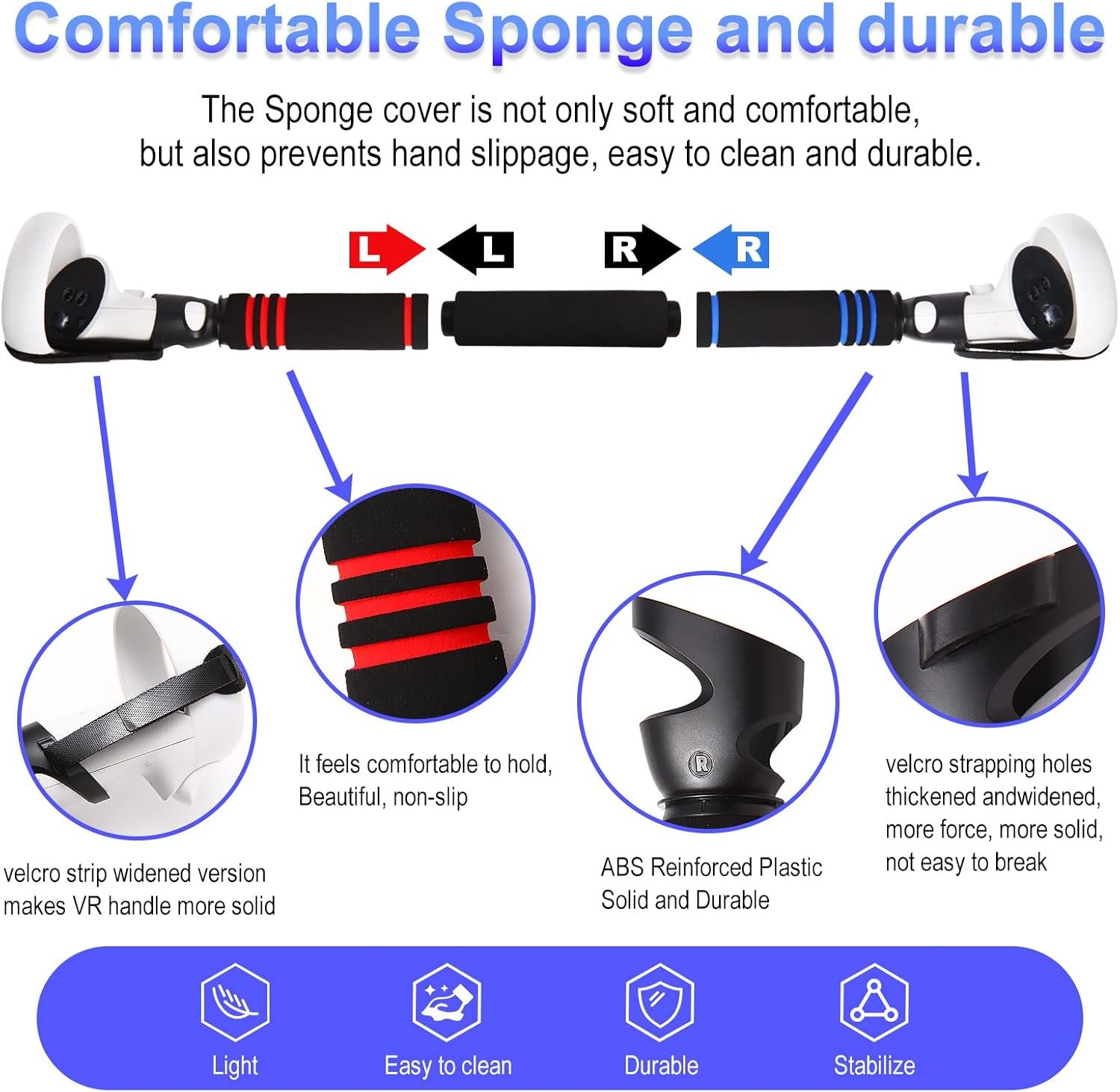 VR Game Handle Attachments for Oculus/Meta Quest 2 Handles,2 in 1 Upgraded Multipurpose VR Dual/Long Stick Handle Extension Grips for Quest 2 Controllers Playing BeatSaber Games - Image 5