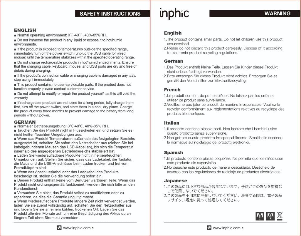 INPHIC Multi-Device Bluetooth Mouse Wireless, Rechargeable, USB Receiver, 6 Buttons, Ergonomic for Laptop, Computer, Mac, PC etc. - Image 10