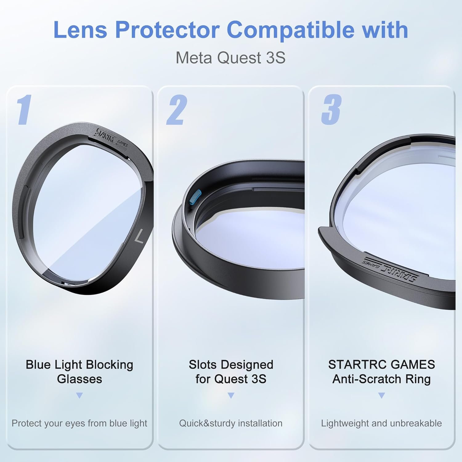 Lens Protector Set Compatible with Meta Quest 3S Accessories, Soft Lens Protector Cover, Glasses Spacer with Blue Light Blocking Glasses for Oculus Quest 3S/Quest 2 (Not Fit for Quest 3) - Image 6