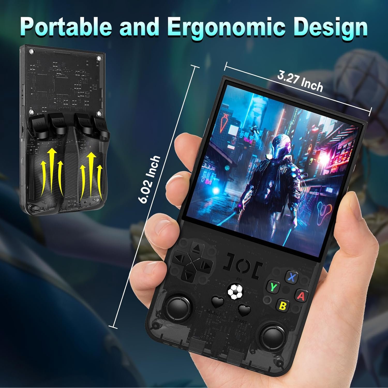 R36MAX Handheld Game Console,4.0 Inch IPS Screen Linux System with 64GB TF Card,Retro Gaming Console Built in 18000+ Games,Portable Handheld Video Games for Adults,4000mAh Battery (Black) - Image 5