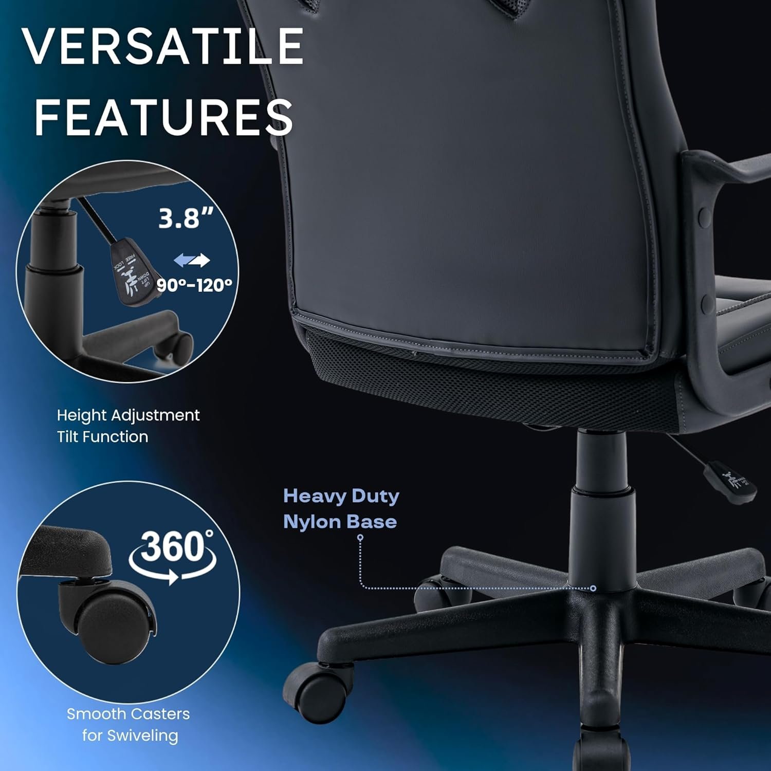 Ergonomic Computer Gaming Chair Home Office Racing Executive Video Task Desk PU Leather for Adults Teens Kids Gamer - Image 6