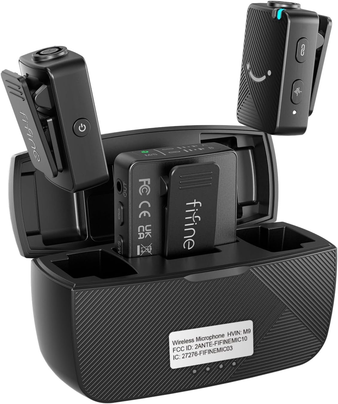 FIFINE Wireless Lavalier Microphone for iPhone/Android/Camera, 2 Pack Cordless Lapel Mic System for Vlog Recording Video YouTube/TikTok Interview, Condenser Clip-On Microphone with Charging Case-M9 - Image 10