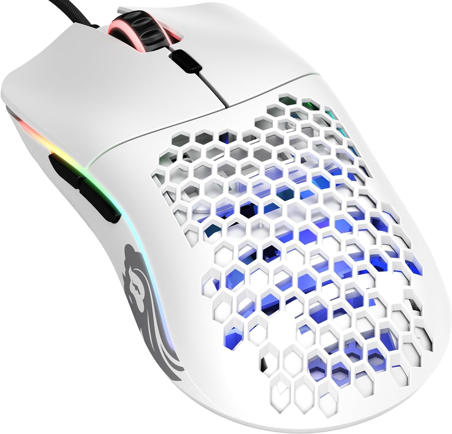 Glorious Model O Wired Gaming Mouse 67g Superlight Honeycomb Design, RGB, Pixart 3360 Sensor, Omron Switches, Ambidextrous - Matte White - Image 2