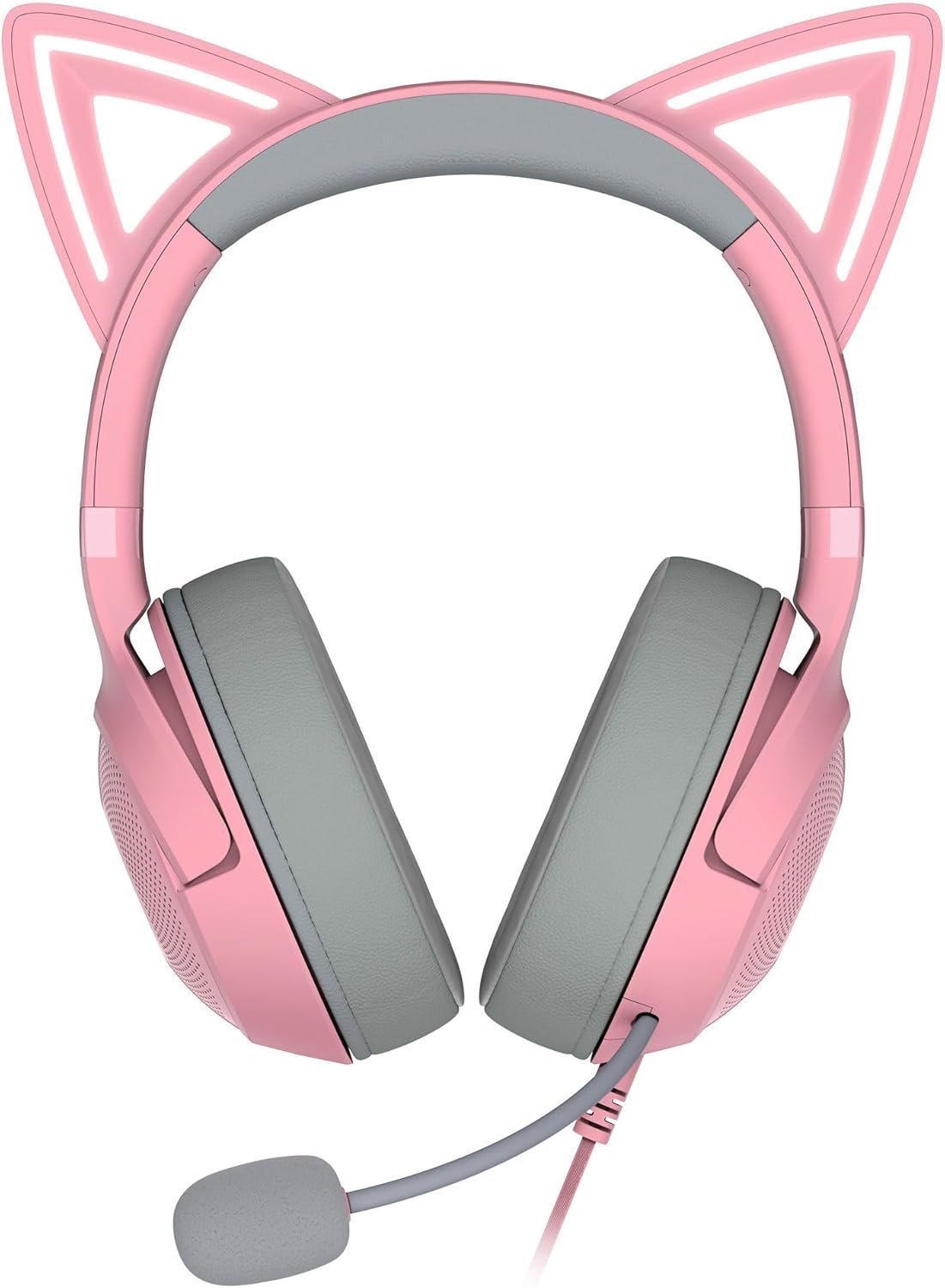 Razer Kraken Kitty V2 USB Wired Headset: Chroma RGB Kitty Ears - Stream Reactive Lighting - HyperClear Cardioid Mic - 40 mm Drivers - 7.1 Surround Sound - Comfortable Ear Cushions - Quartz Pink - Image 9