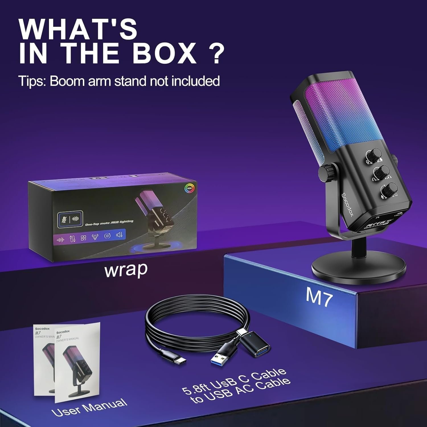 Gaming Mic, with Game Voice Balance& One Touch Noise Cancellation, USB Condenser Microphone for PC/PS4/PS5/Mac, with Mute&Monitoring, RGB Microphone for Podcast, Streaming, Recording, Discord - Image 8