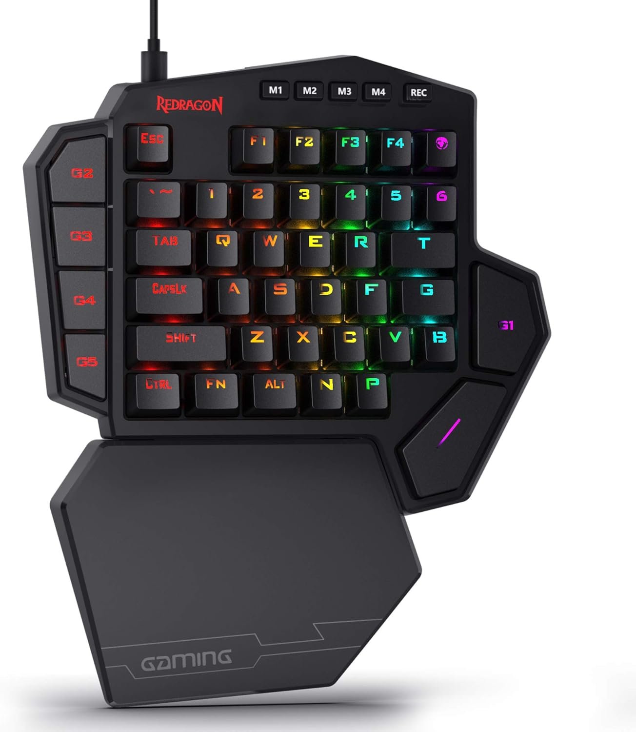 Redragon K585 DITI Wired One-Handed RGB Mechanical Gaming Keyboard, 42 Keys Type-C Professional Gaming Keypad w/Upgraded Hot-Swappable Socket, 7 Onboard Macro Keys & Detachable Wrist Rest - Image 2