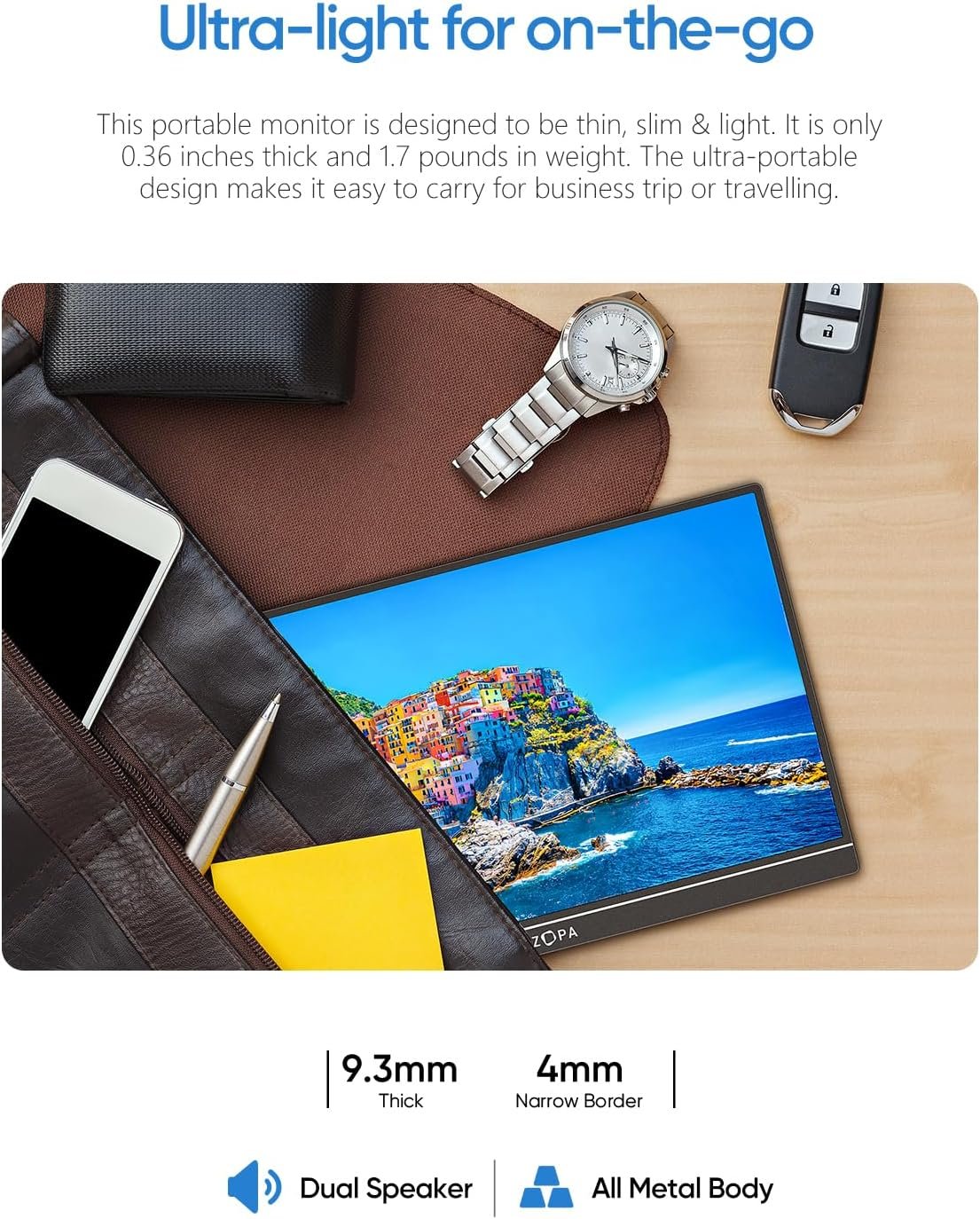 ARZOPA 16.1'' 144Hz Portable Gaming Monitor, 106% sRGB 1080P FHD Kickstand Portable Monitor with HDR, Ultra Slim, Eye Care, External Second Screen for Laptop, PC, PS5, Mac, Xbox-Z1FC - Image 6