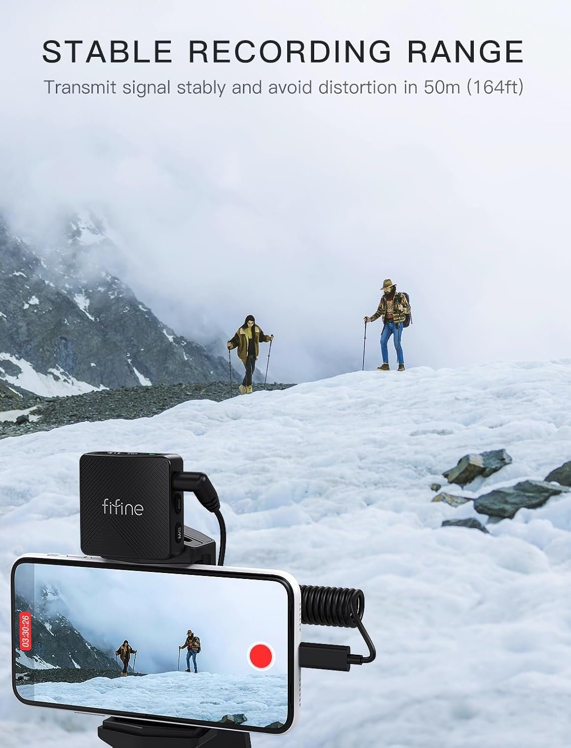 FIFINE Wireless Lavalier Microphone for iPhone/Android/Camera, 2 Pack Cordless Lapel Mic System for Vlog Recording Video YouTube/TikTok Interview, Condenser Clip-On Microphone with Charging Case-M9 - Image 7