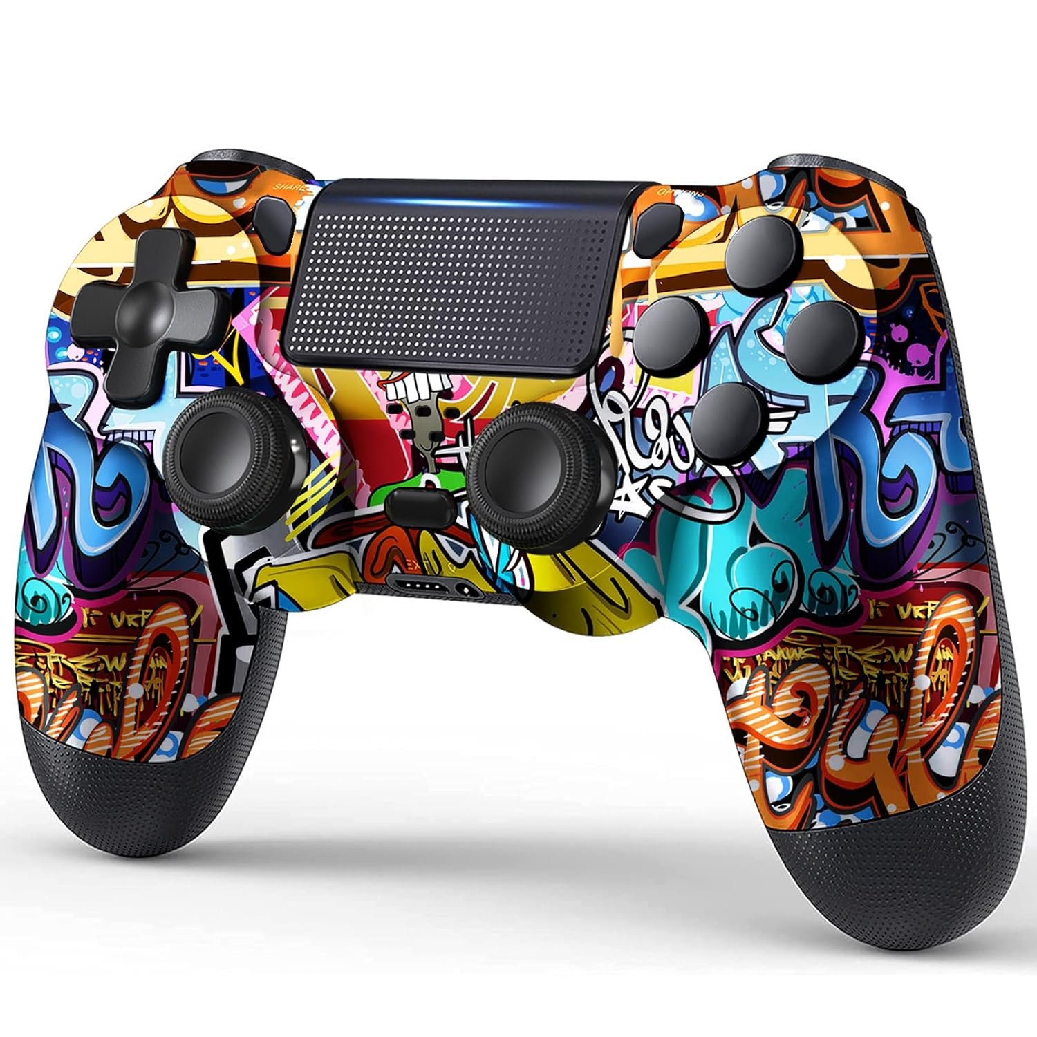 TIANHOO PS4 Controller, Wireless PS4 Controller for PS4/Pro/Slim, with Vibration Feedback, Motion Sensing, Touchpad, Light Bar, Share, Speaker, 3.5mm Headphone Jack (Graffiti) - Image 2