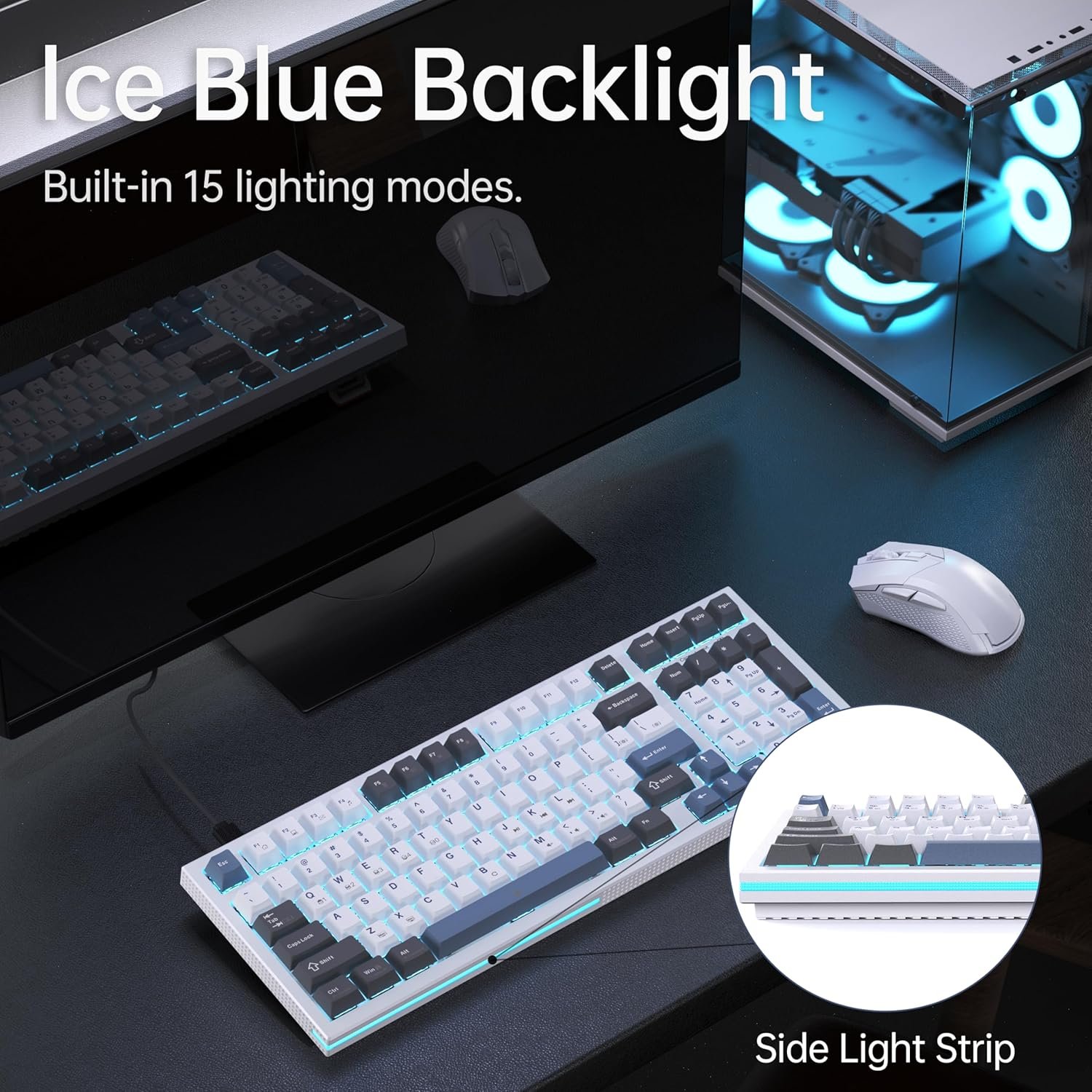 KEMOVE K98SE Mechanical Gaming Keyboard, 98 Keys LED Backlit Programmable, 96% Wired Computer Keyboard with Double Sound Dampening Foam, Pre-lubed Red Switch - Image 5