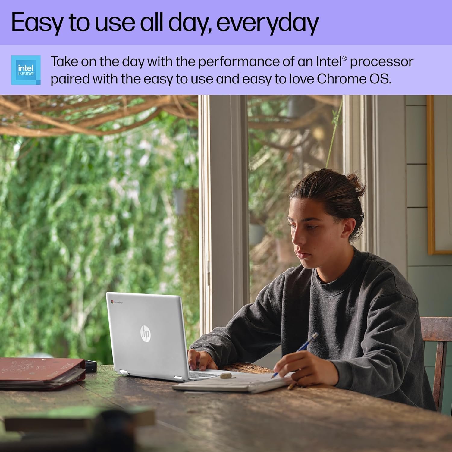 HP Chromebook 14 inch Laptop, FHD Display, Intel N100, 4 GB RAM, 64 GB eMMC, Intel UHD Graphics, Chrome OS 14a-nf0009nr (2024) - Image 4