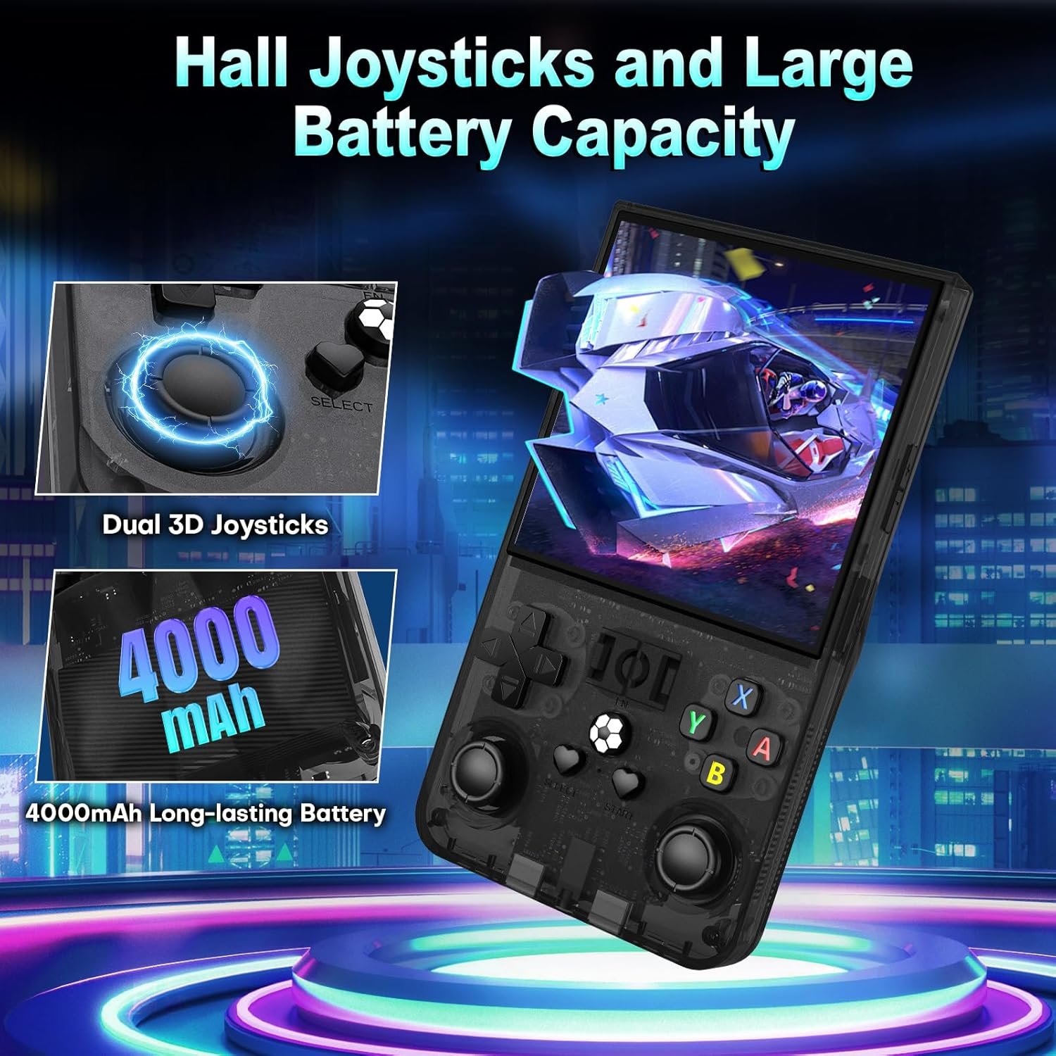 R36MAX Handheld Game Console,4.0 Inch IPS Screen Linux System with 64GB TF Card,Retro Gaming Console Built in 18000+ Games,Portable Handheld Video Games for Adults,4000mAh Battery (Black) - Image 7