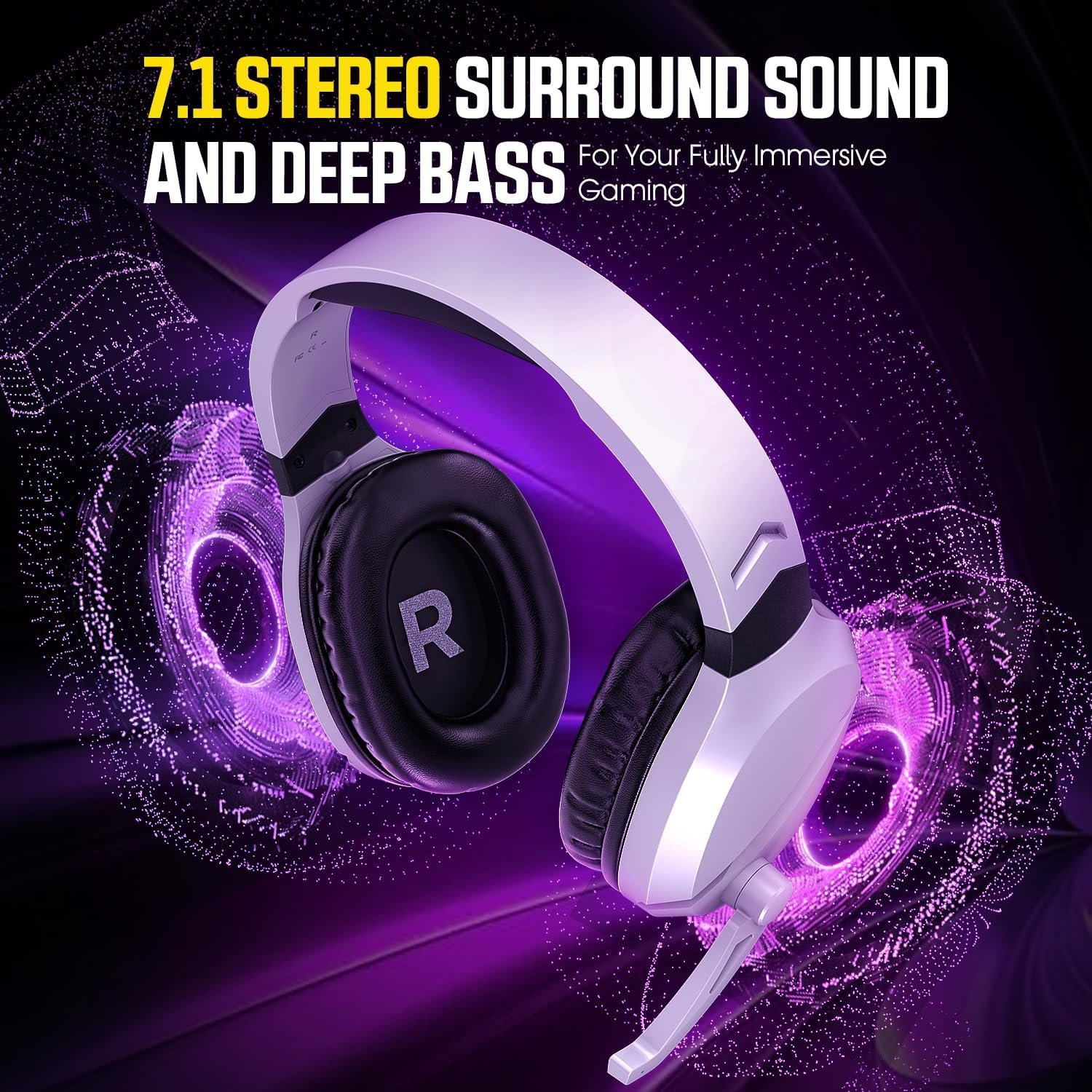 Wireless Gaming Headset with Noise Canceling Microphone for PS5, PC, PS4, 2.4G/Bluetooth Gaming Headphones with USB and Type-c Connector, Wired Mode for Controller Gamecube - Image 6