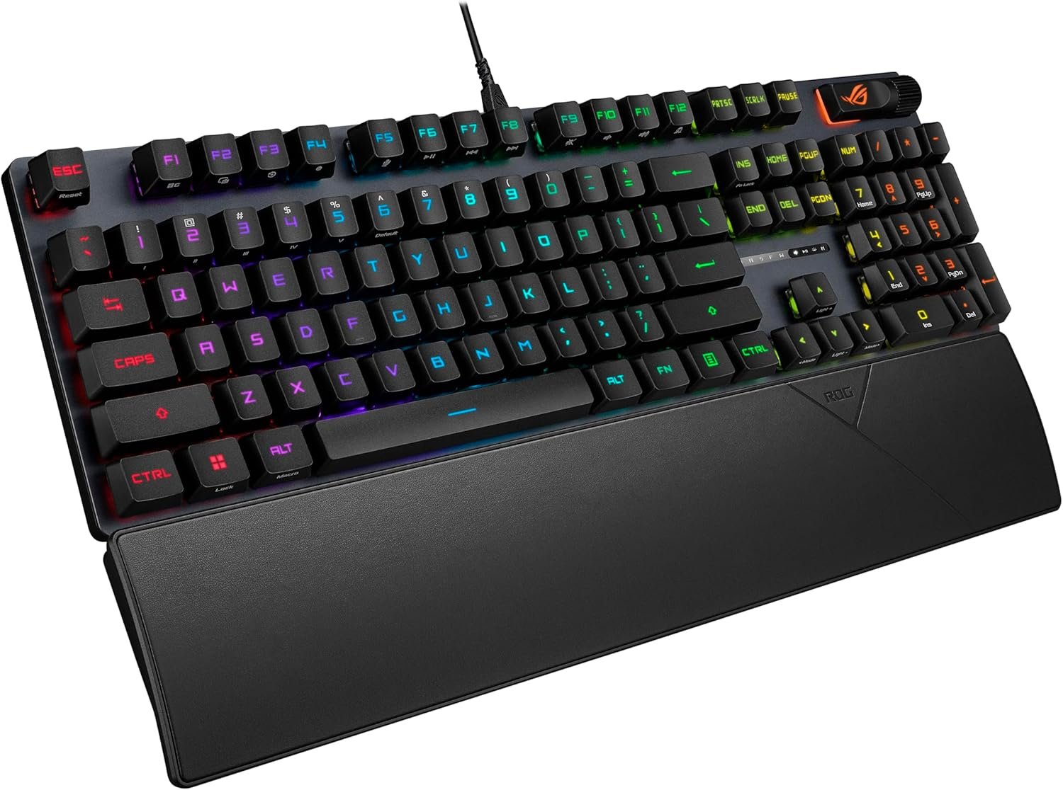 ASUS ROG Strix Scope II Gaming Keyboard, pre-lubed ROG RX Red Linear Optical switches, Sound-dampening Foam, PBT doubleshot keycaps, Streaming hotkeys, Multi-Function Controls, Wrist Rest - Image 4