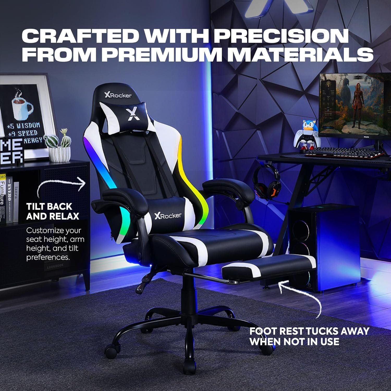 X Rocker PC Computer Video Gaming Office Chair, Built in Audio Speakers and Ergonomic Design for Men, Boys, Girls, Teens - Image 6