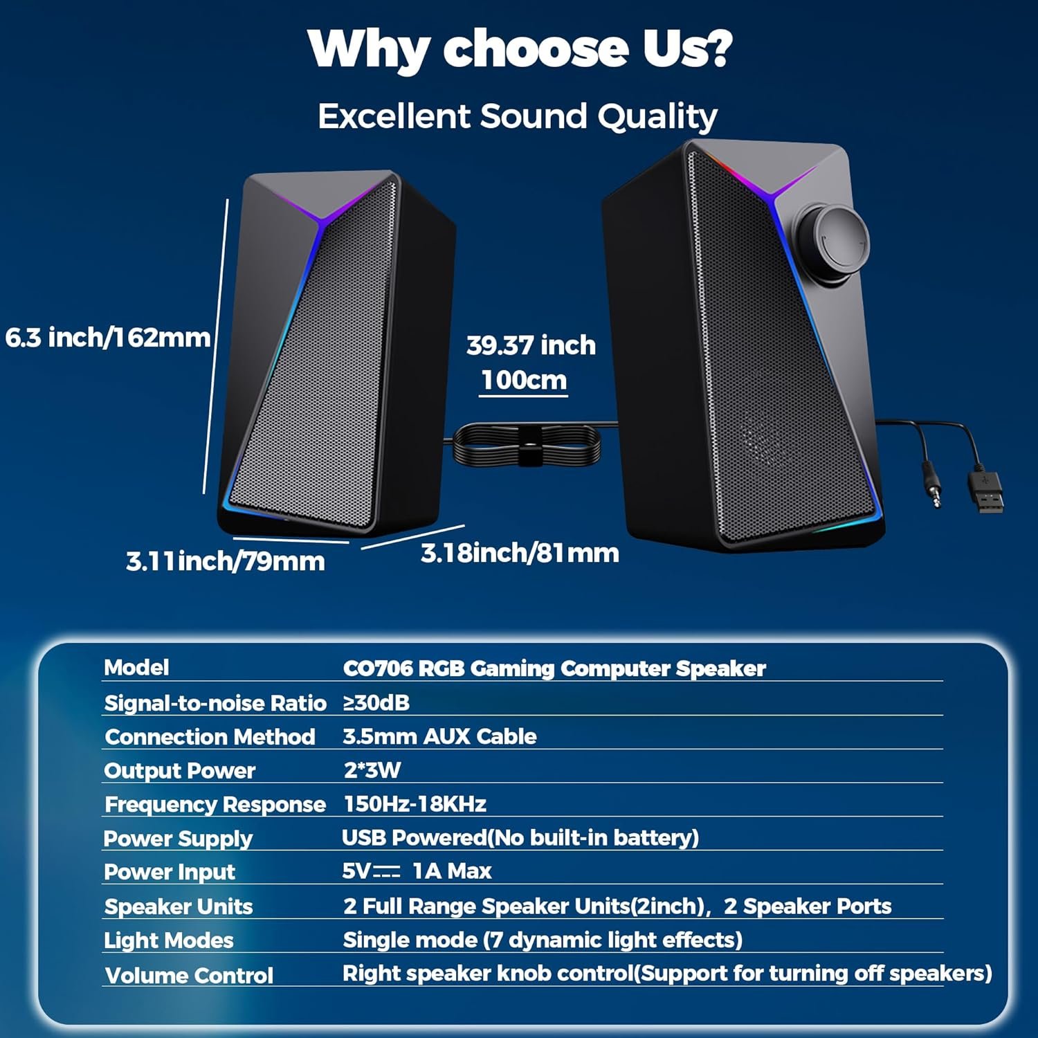ROSON Computer Speakers, PC Speakers with Enhanced Bass and Volume Control, Stereo 2.0 Gaming Speakers, USB Powered 3.5mm Aux Cable Multimedia Speakers for Laptop/Desktop/Tablets/Phone - Image 7