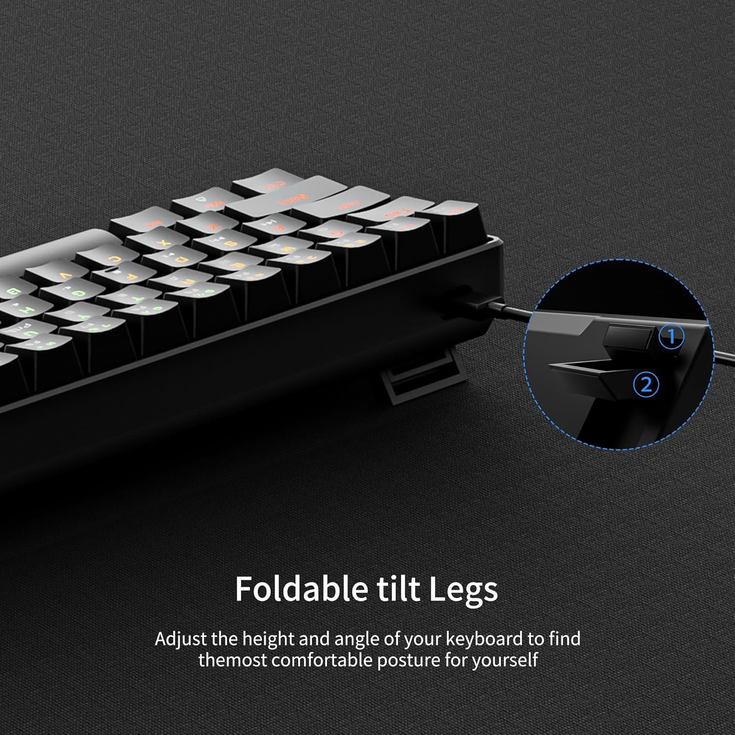 Newmen GM611 Mechanical Keyboard,LED Rainbow Backlit Gaming Wired Keyboard Compact Mini 61 Keys Portable 60 Percent Mechanical Keyboards with Black Keycaps,for Windows Laptop PC Linear Red Switches - Image 8