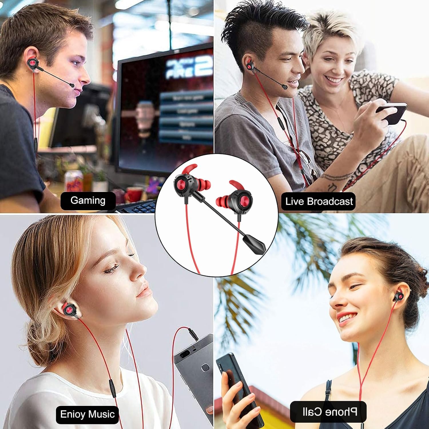 Gaming Headset with Microphone Wired Gaming Earbuds PC for PS4 PS5 Xbox One Playstation 5 Games Mobile Phone,Detachable Stereo Bass Earphones Noise Cancelling Gaming Headphones with Mic Black - Image 8