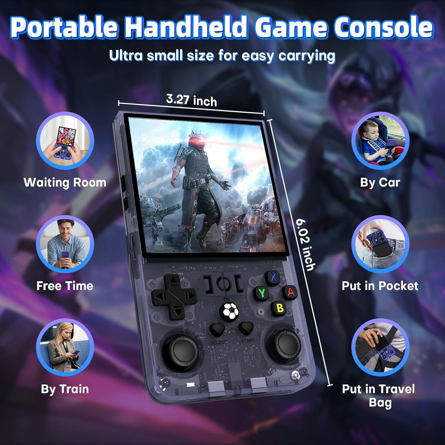 R36 Max Retro Handheld Game Console, Video Game Console with 64G Built-in 18000+ Games, 4000mAh Rechargeable, Support 30+ Simulators, Linux System, 4.0 Inch IPS Screen Portable Pocket Arcade, Gray - Image 8