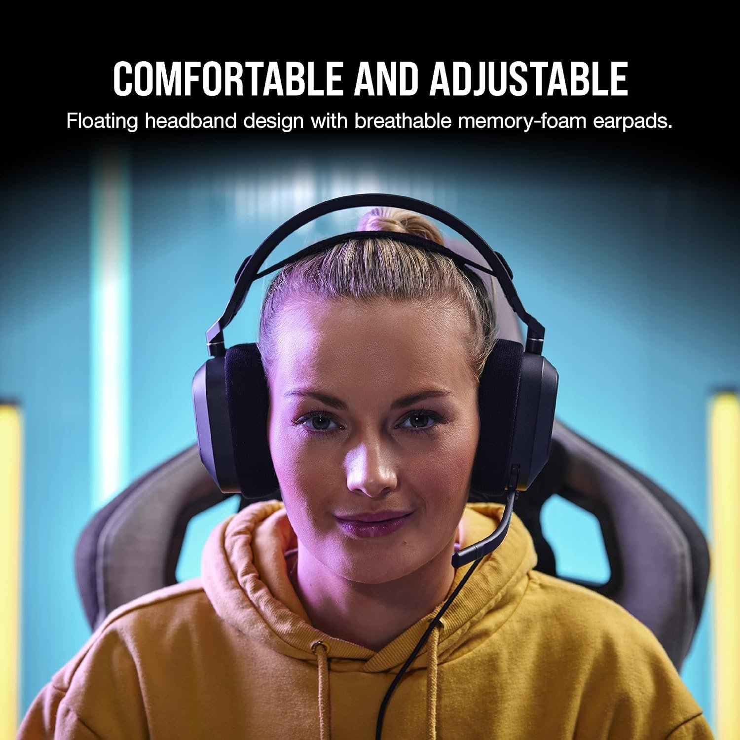 Corsair HS80 RGB USB Premium Gaming Headset with Dolby Audio 7.1 Surround Sound (Broadcast-Grade Omni-Directional Microphone, Memory Foam Earpads, High-Fidelity Sound, Durable Construction) Carbon - Image 5