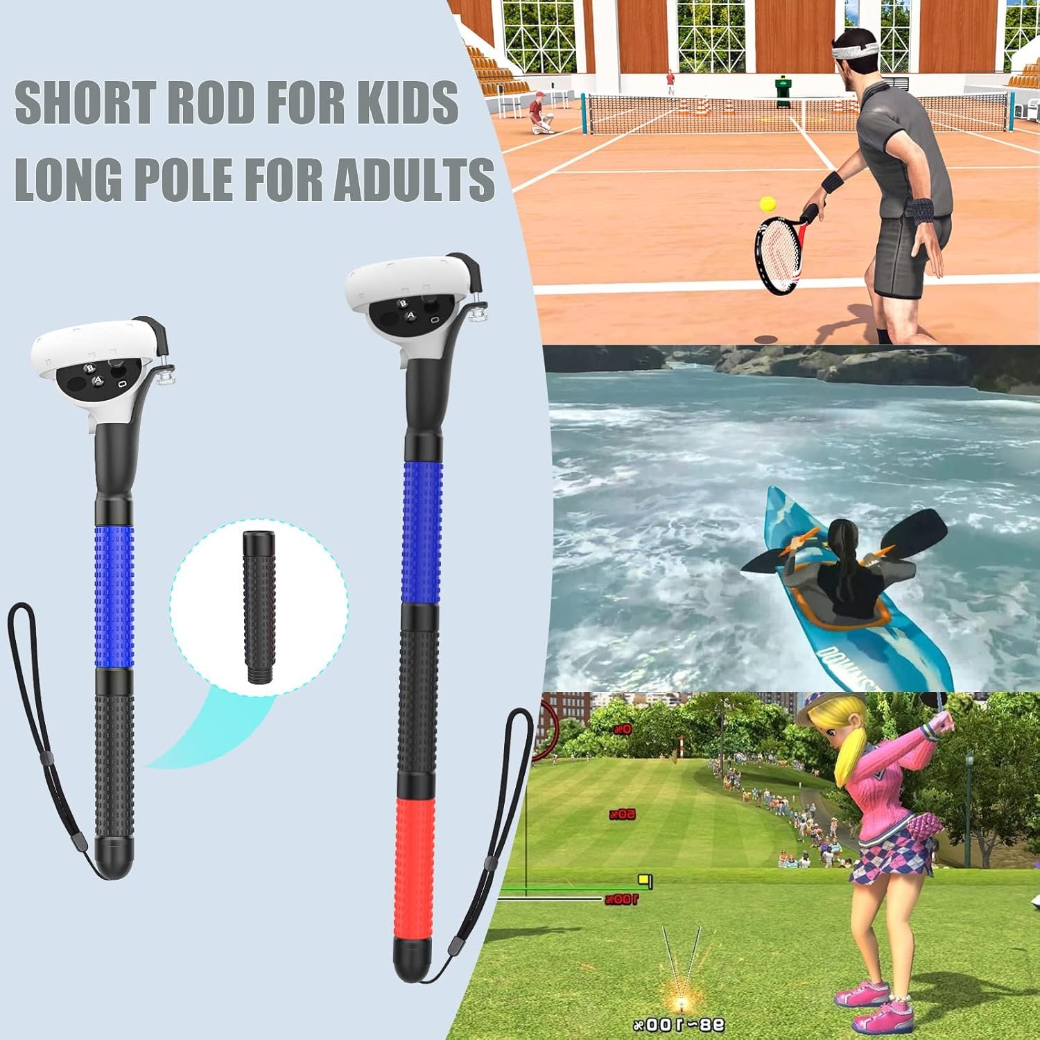 VR Game Handle Accessories for Quest 2 Controllers, Extension Grips for Playing Beat Saber Gorilla Tag Long Arms, Compatible with Oculus Quest 2 Touch Controllers, Black, Red, Blue - Image 4