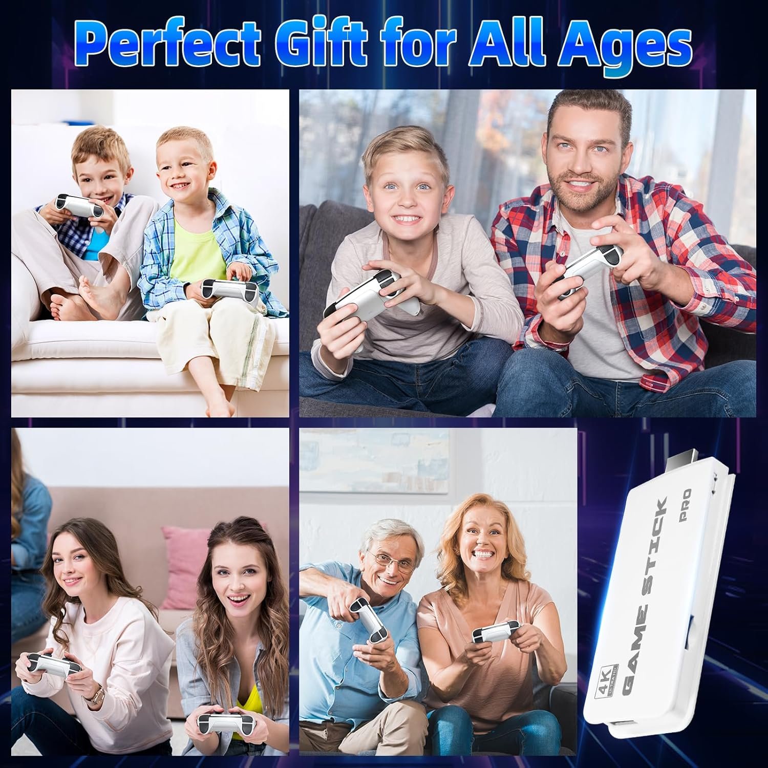 Retro Game Stick, 4K Wireless Retro Game Console with Built-in 20000+ Games and 23 Classic Emulators,Dual 2.4GHz Wireless Controllers,Plug and Play Video Games for TV(White) - Image 8