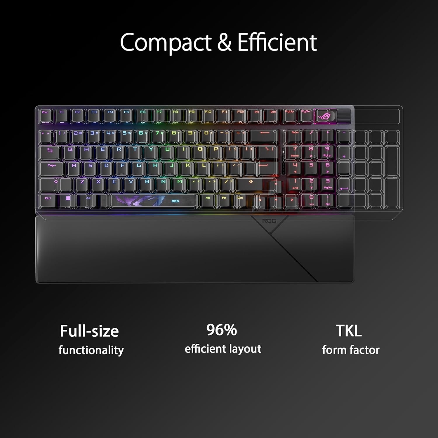 ASUS ROG Strix Scope II 96 Wireless Gaming Keyboard, Tri-Mode Connection, Dampening Foam & Switch-Dampening Pads, Hot-Swappable Pre-lubed ROG NX Snow Switches, PBT Keycaps, RGB-Black - Image 3