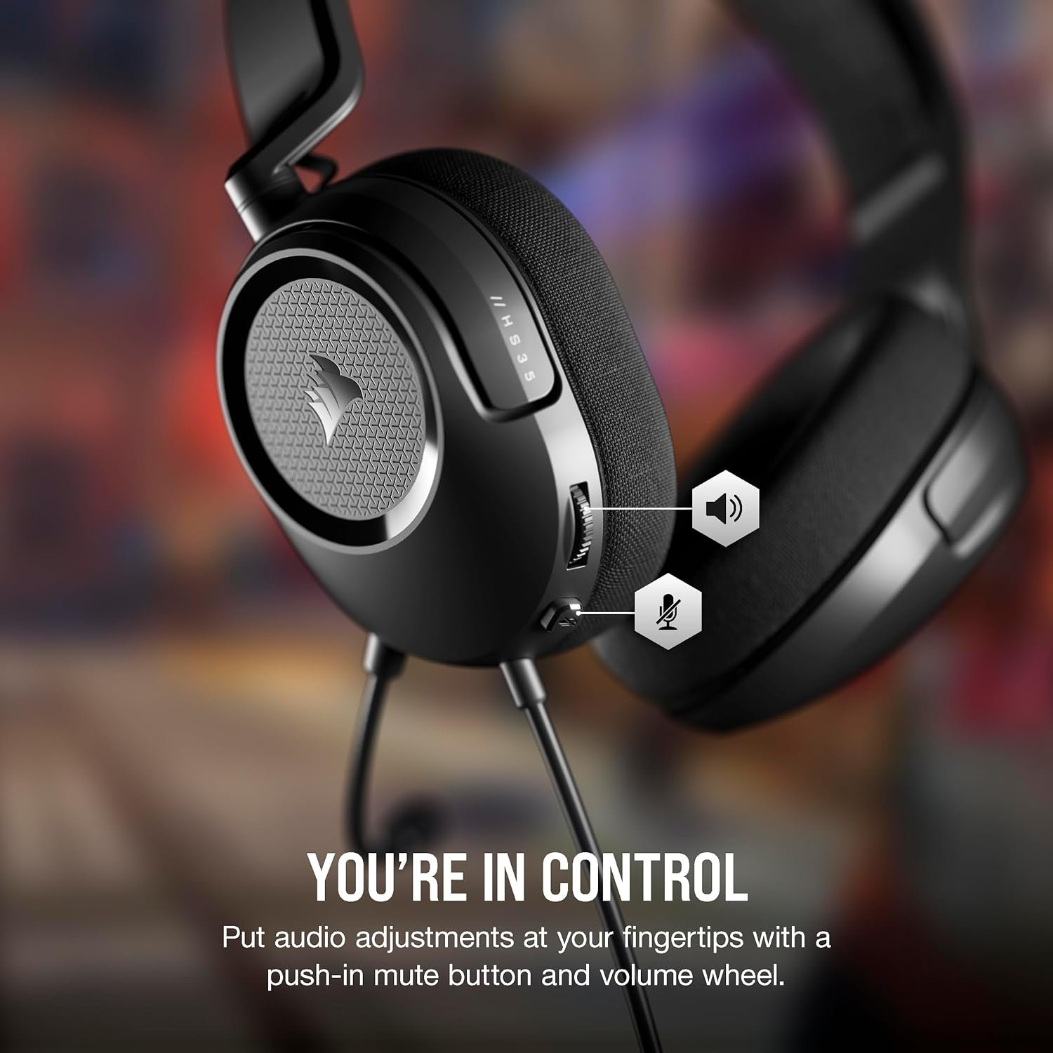 Corsair HS35 v2 Multiplatform Wired Gaming Headset – Flexible Omni-Directional Microphone – Universal 3.5mm Connection – PC, Mac, PS5, PS4, Xbox, Nintendo Switch, Mobile – Carbon - Image 8
