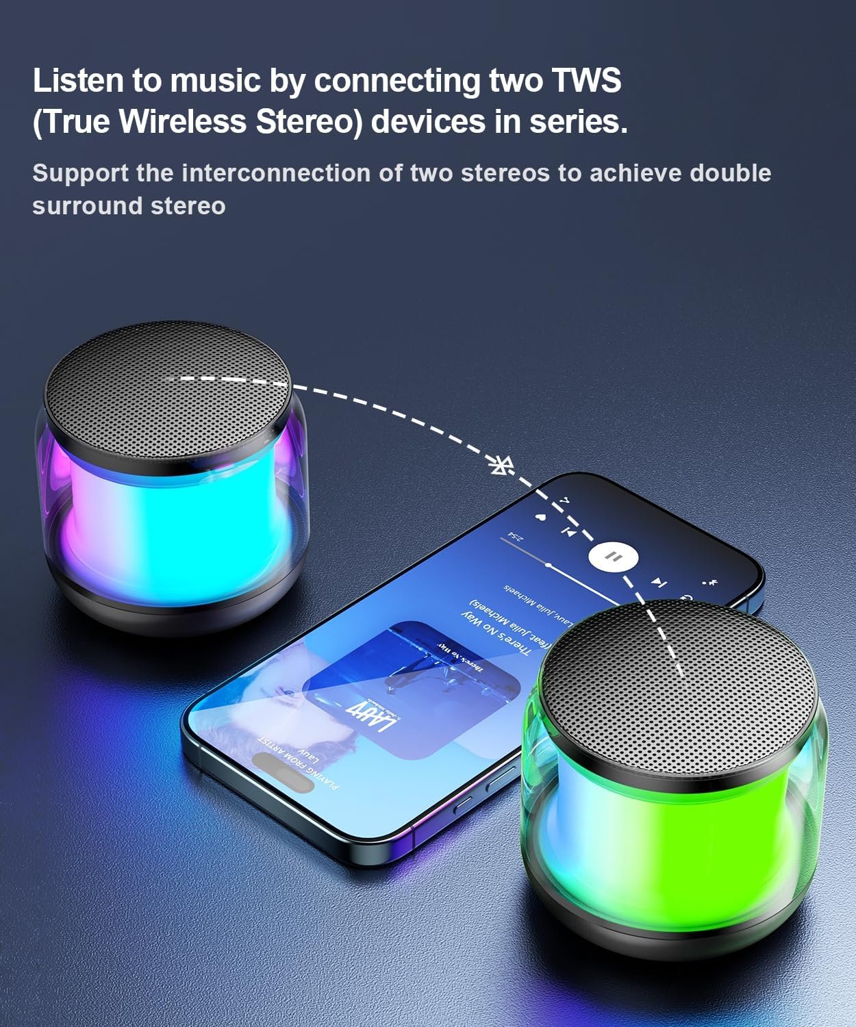 Mini Portable Bluetooth Speakers Wireless,TWS Pairing Small Bluetooth Speaker,with Lights and Lanyard,Gifts for Women/Girls, Boys and Kids for Christmas - Image 5