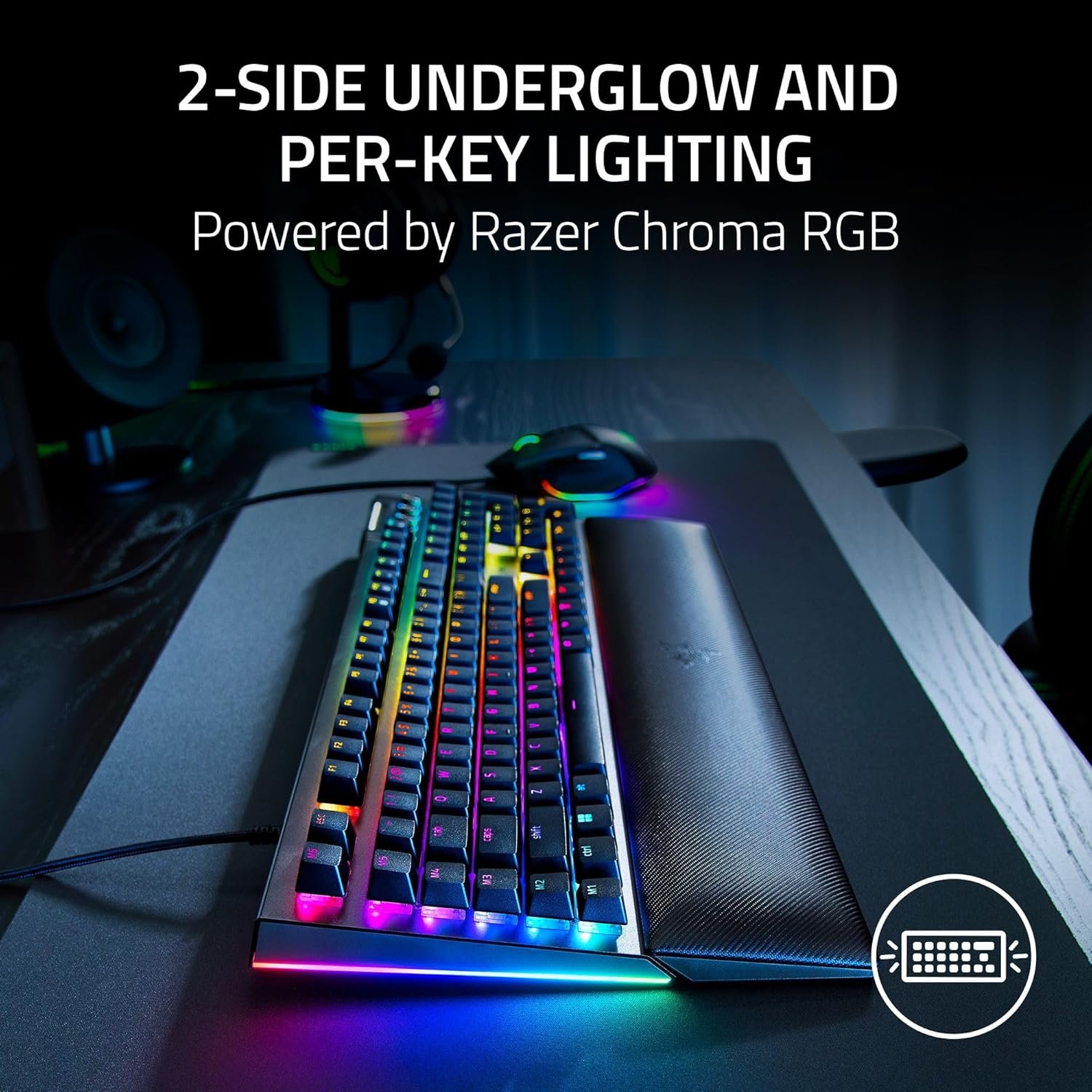 Razer BlackWidow V4 Mechanical Gaming Keyboard: Green Switches Tactile & Clicky - Chroma RGB - 6 Macro Keys - Magnetic Wrist Rest - Doubleshot ABS Keycaps - Roller & Media Keys Snap Tap - Image 4