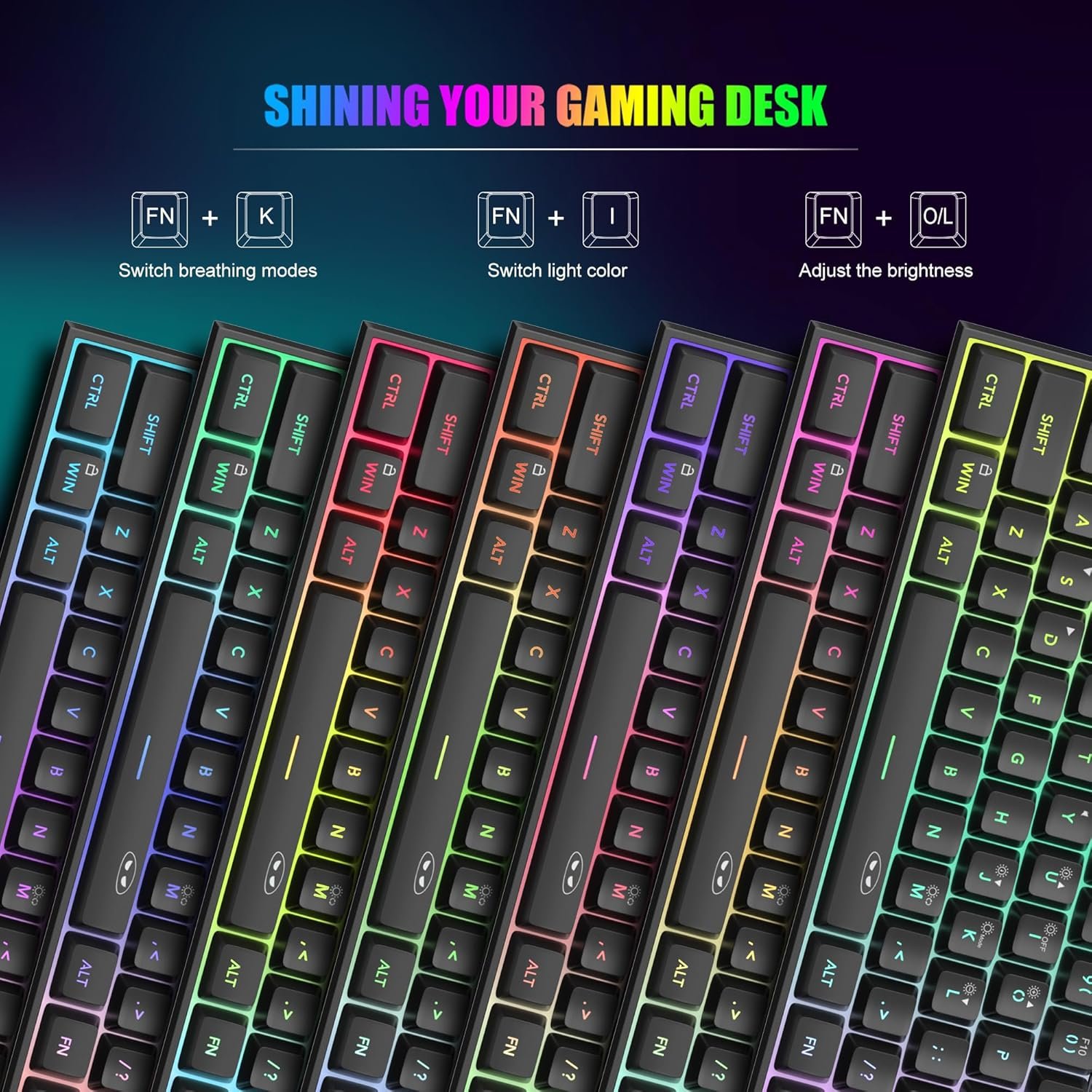 MageGee Mini 60% Gaming Keyboard, RGB Backlit 61 Key Ultra-Compact Keyboard, TS91 Ergonomic Waterproof Mechanical Feeling Office Computer Keyboard for PC, MAC, PS4, Xbox ONE Gamer(Black) - Image 4