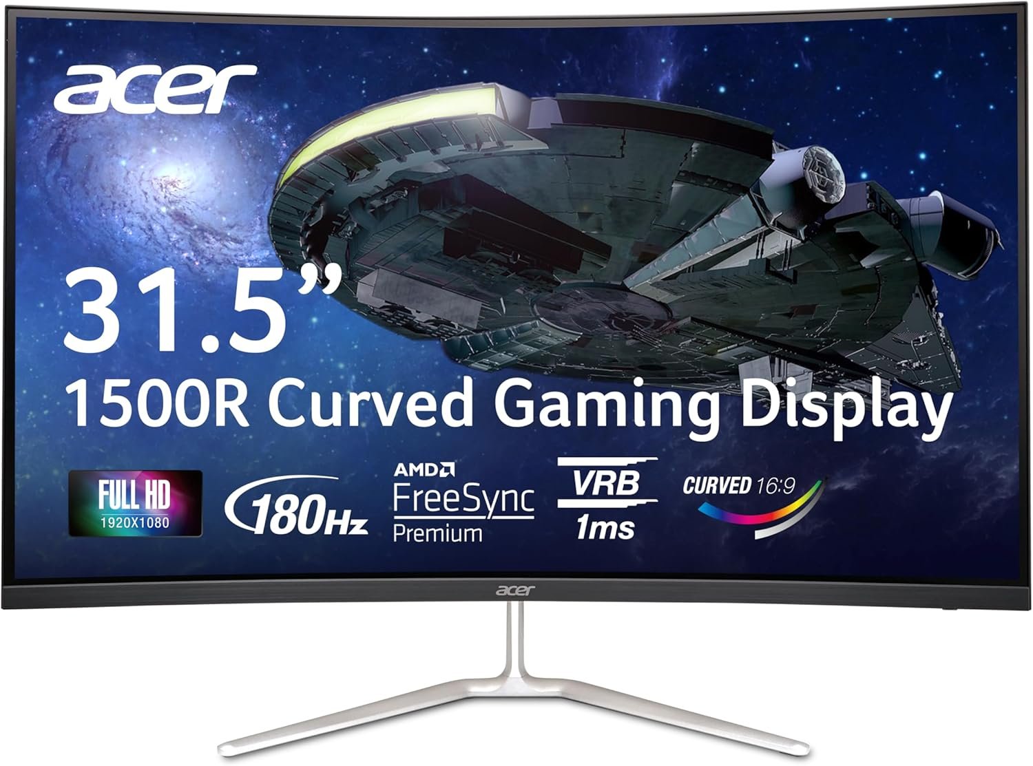 Acer Nitro 31.5" FHD 1920 x 1080 1500R Curved PC Gaming Monitor | AMD FreeSync™ Premium | Up to 165Hz Refresh | 1ms VRB | VESA Mountable | 1 x Display Port 1.2 & 2 x HDMI 1.4 | EDA320Q PBIIPX - Image 2