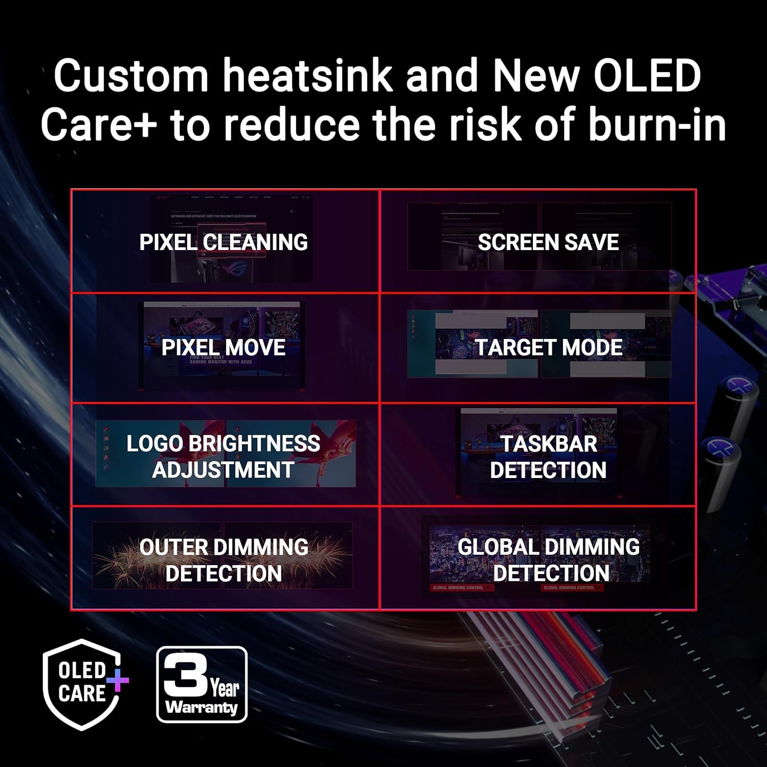 ASUS ROG Swift OLED 27” 1440P Gaming Monitor (PG27AQDP) - WOLED, QHD, 480Hz, 0.03ms, G-SYNC Compatible, Custom Heatsink, AI Assistant, DisplayHDR400 True Black, 99% DCI-P3, True 10-bit, DisplayWidget - Image 4