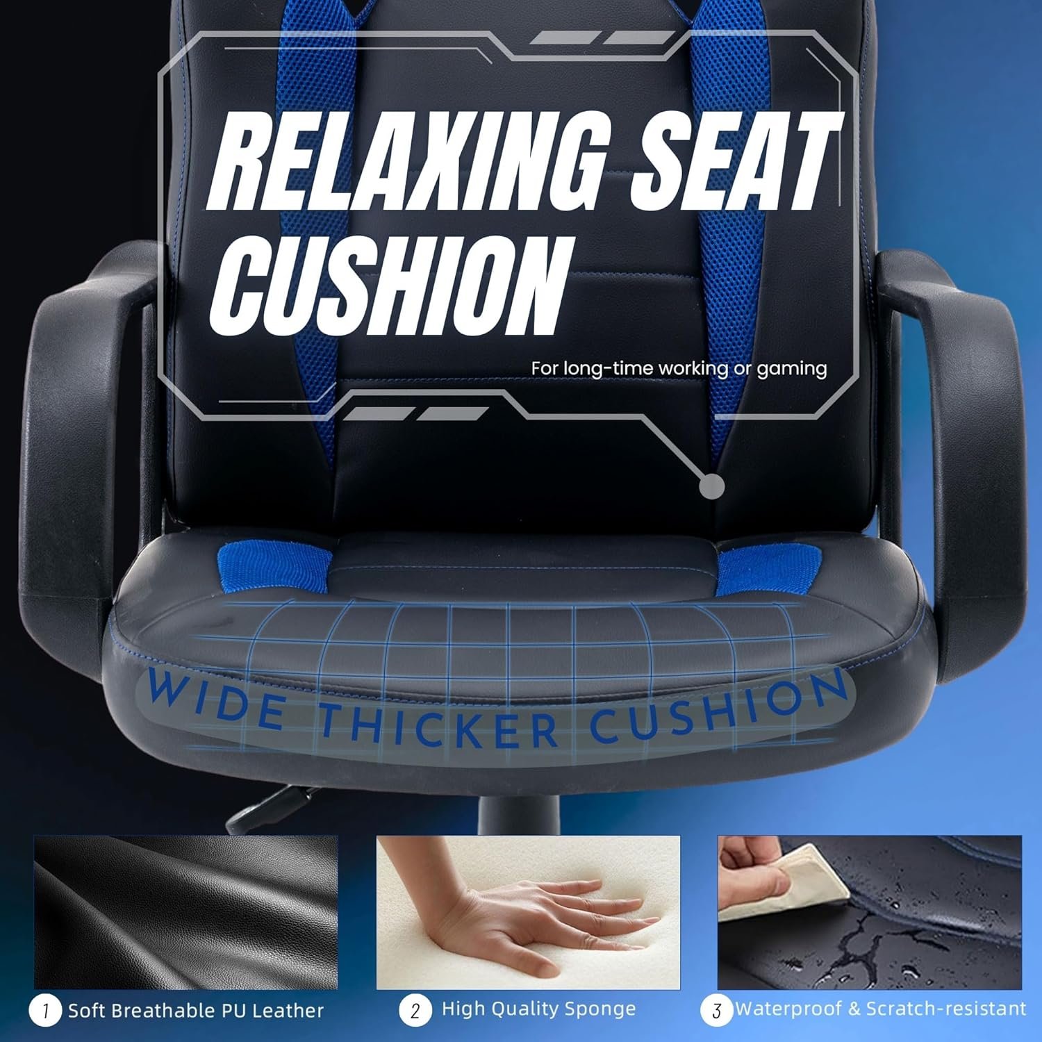 Ergonomic Computer Gaming Chair Home Office Racing Executive Video Task Desk PU Leather for Adults Teens Kids Gamer - Image 5