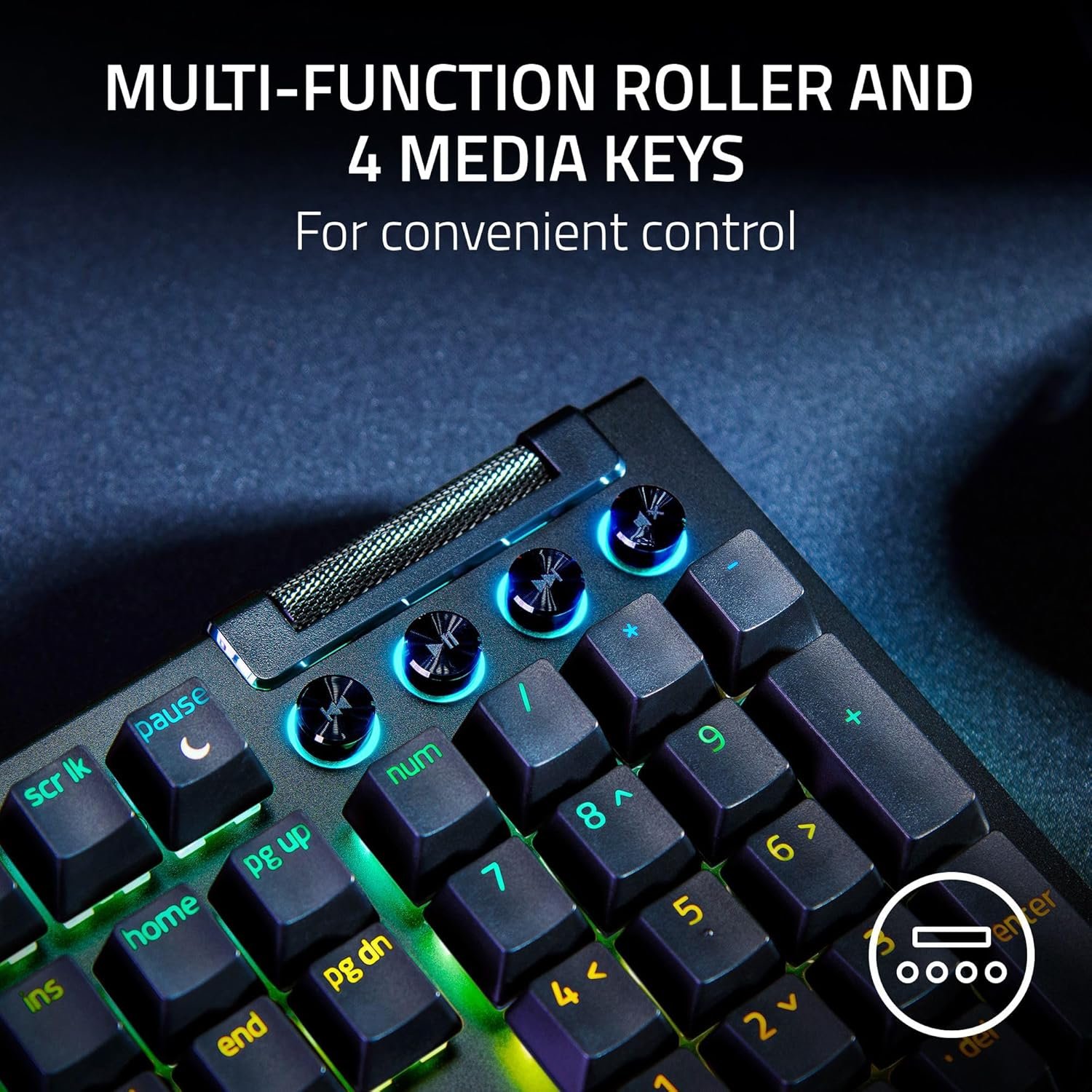 Razer BlackWidow V4 Mechanical Gaming Keyboard: Green Switches Tactile & Clicky - Chroma RGB - 6 Macro Keys - Magnetic Wrist Rest - Doubleshot ABS Keycaps - Roller & Media Keys Snap Tap - Image 8