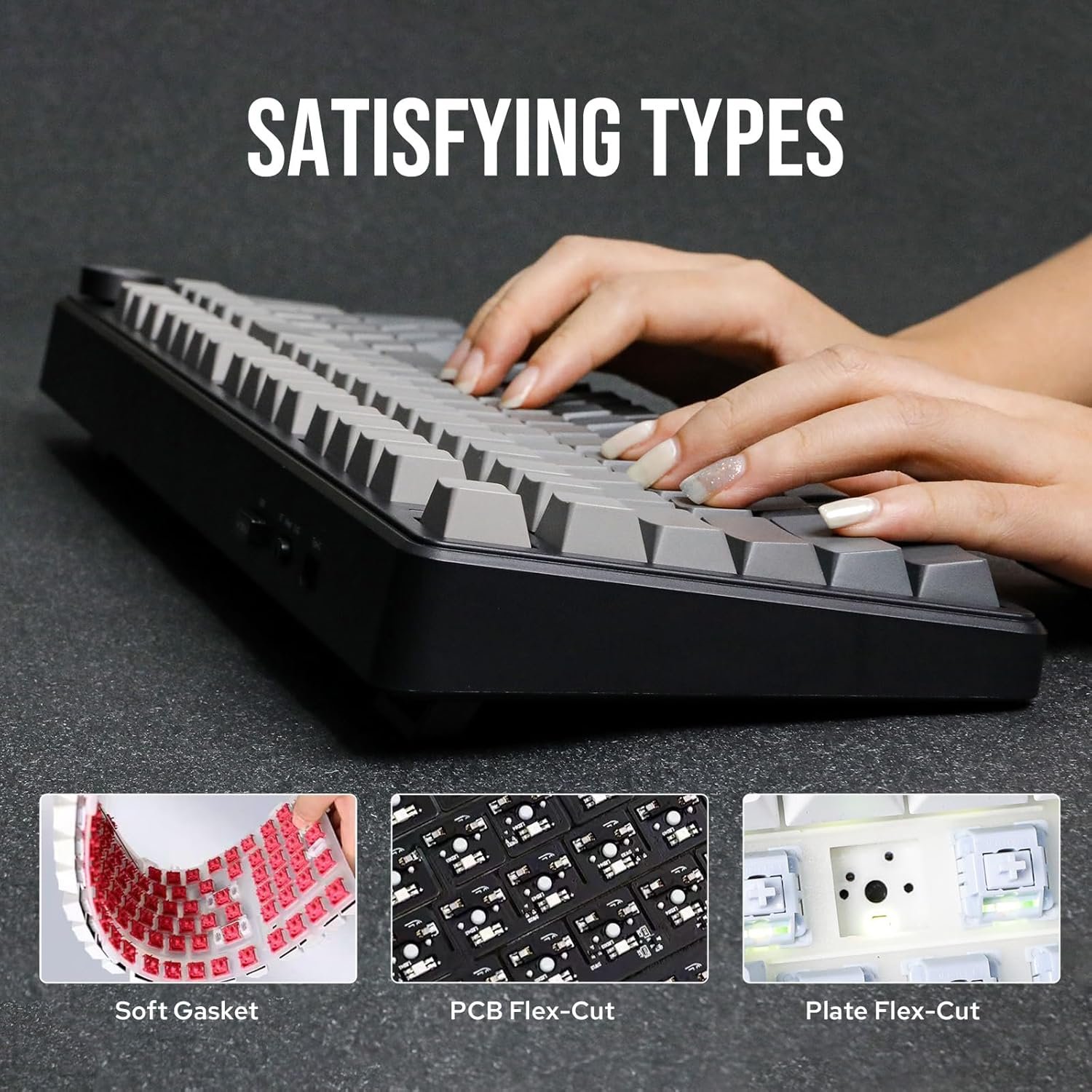 EPOMAKER X Aula F99 PRO Wireless Gaming Keyboard, Hot Swappable Custom Keyboard, 2.4GHz/Type-C/BT5.0 Mechanical Keyboard with 8000mAh Battery, RGB Backlit Gaming Keyboard (Black Gradient) - Image 4