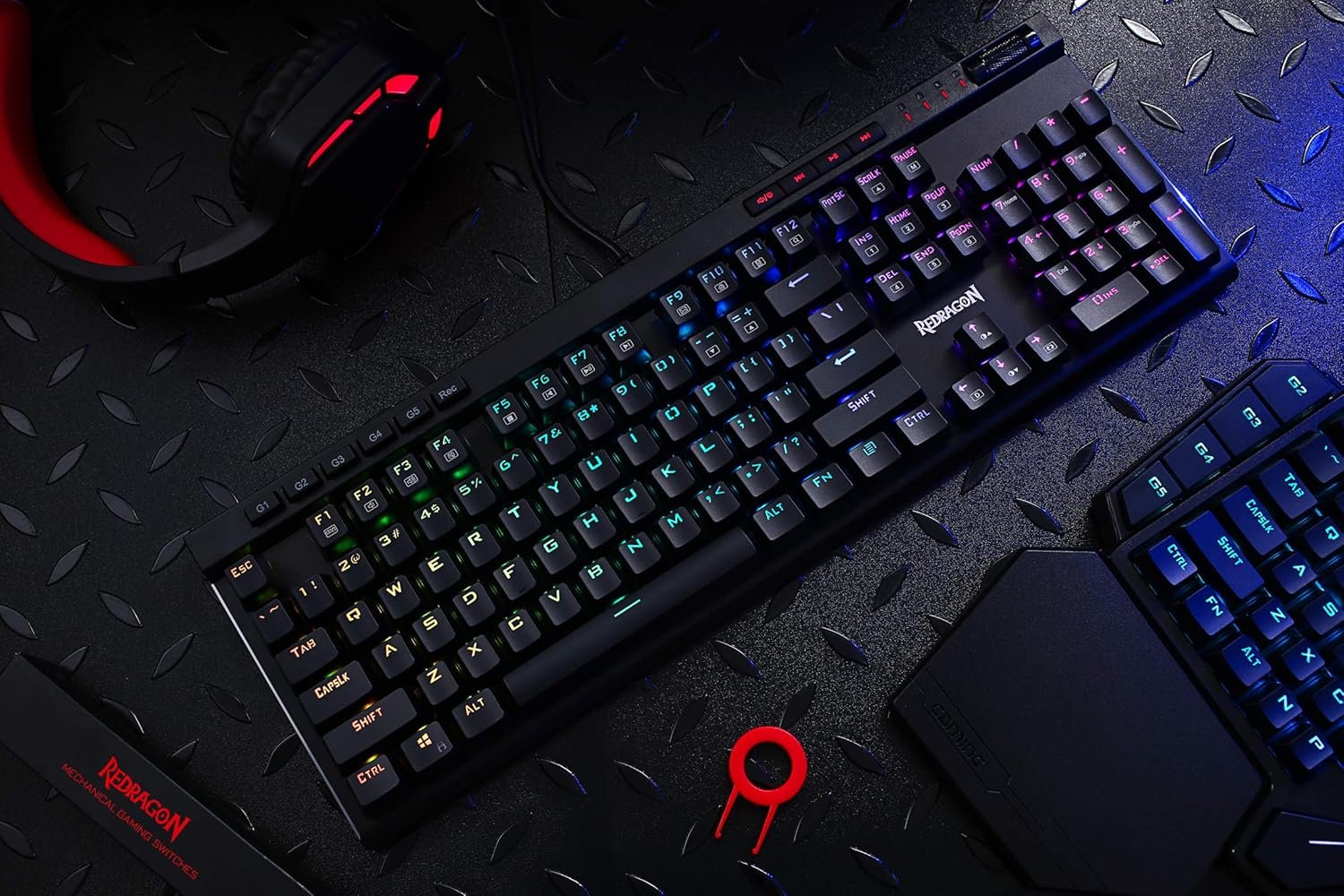 Redragon K580 VATA RGB LED Backlit Mechanical Gaming Keyboard with Macro Keys & Dedicated Media Controls, Hot-Swappable Socket, Onboard Macro Recording (Blue Switches) - Image 10