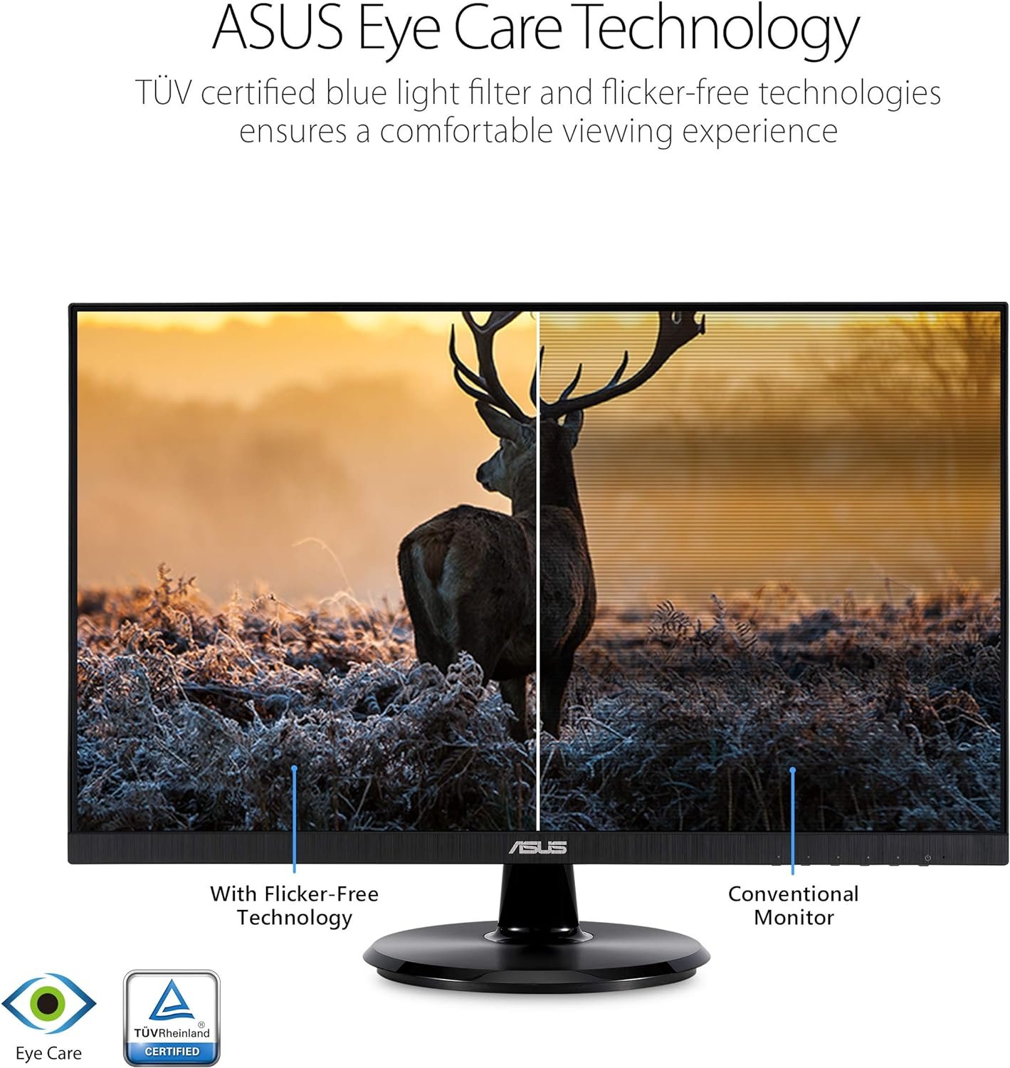 ASUS VA24DQ 23.8” Monitor, 1080P Full HD, 75Hz, IPS, Adaptive-Sync/FreeSync, Eye Care, HDMI DisplayPort VGA, Frameless, VESA Wall Mountable ,BLACK - Image 7