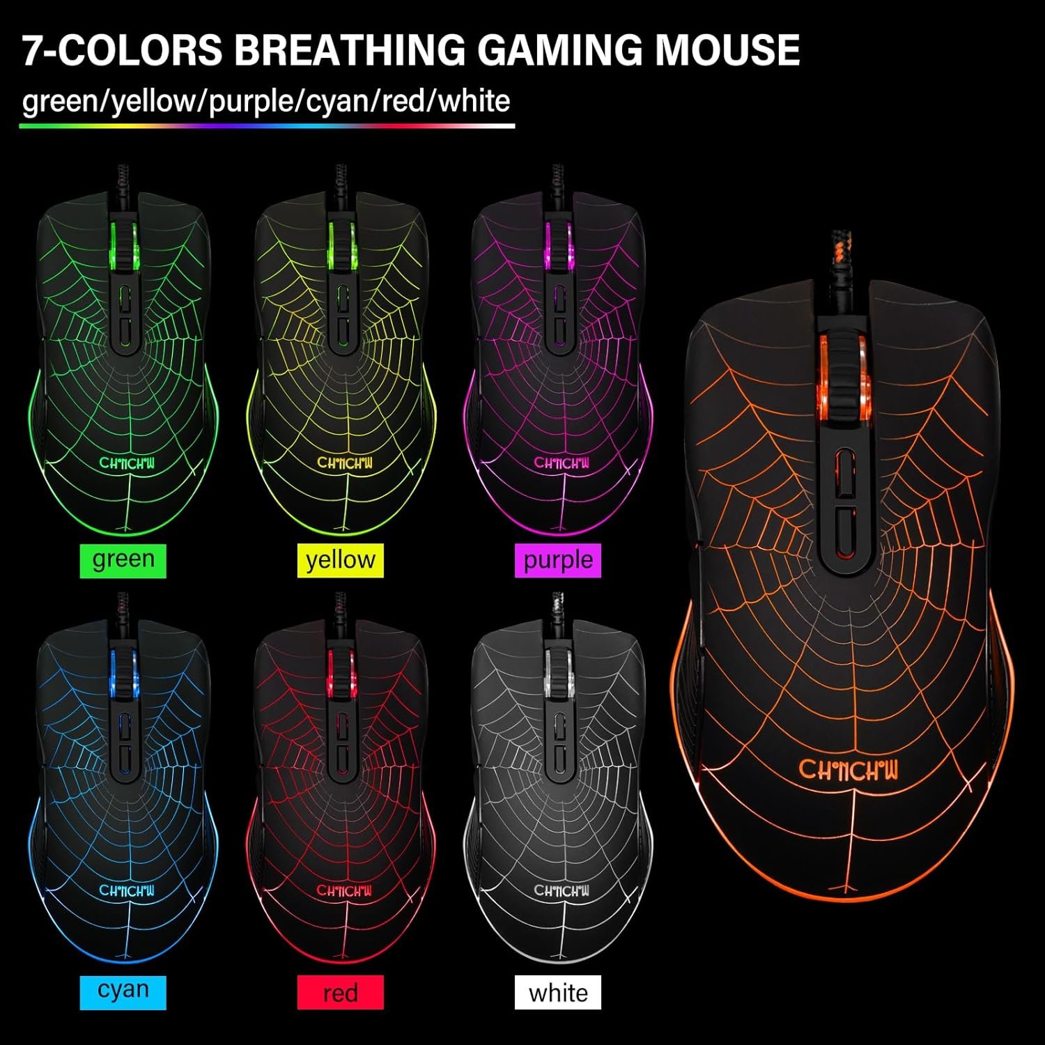 Gaming Keyboard and Mouse for Mac PC PS5 PS4 Xbox One Gamers, RGB Backlit LED Mechanical Feel Keyboard with Multimedia Keys Number Pad, 104 Keys USB Desktop Computer Windows Keyboard - Image 5