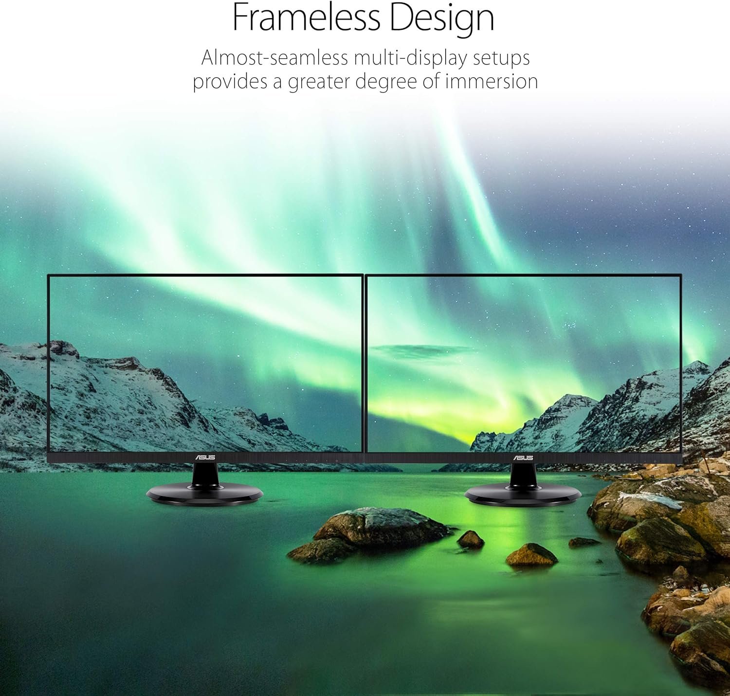 ASUS VA24DQ 23.8” Monitor, 1080P Full HD, 75Hz, IPS, Adaptive-Sync/FreeSync, Eye Care, HDMI DisplayPort VGA, Frameless, VESA Wall Mountable ,BLACK - Image 5