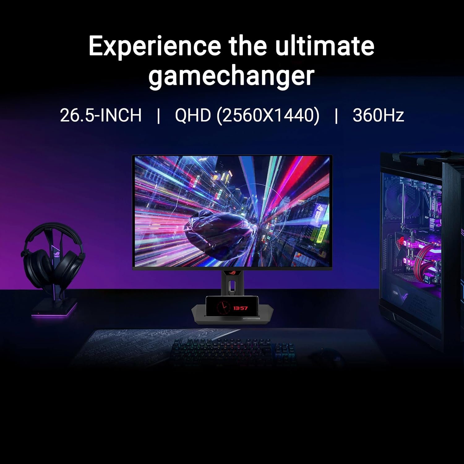ASUS ROG Strix 27” 1440P QD-OLED Gaming Monitor (XG27ACDNG) -QHD (2560x1440), 360Hz, 0.03ms, Custom Heatsink, OLED Care+, G-SYNC Compatible, 99% DCI-P3, DisplayWidget, AI Gaming, 3yr Warranty - Image 3