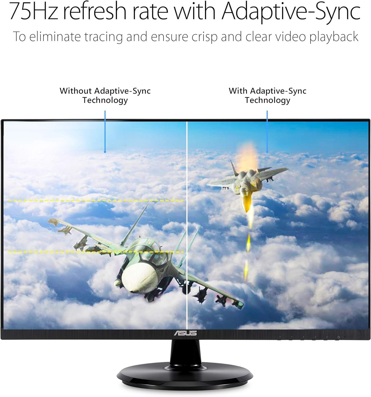 ASUS VA24DQ 23.8” Monitor, 1080P Full HD, 75Hz, IPS, Adaptive-Sync/FreeSync, Eye Care, HDMI DisplayPort VGA, Frameless, VESA Wall Mountable ,BLACK - Image 6