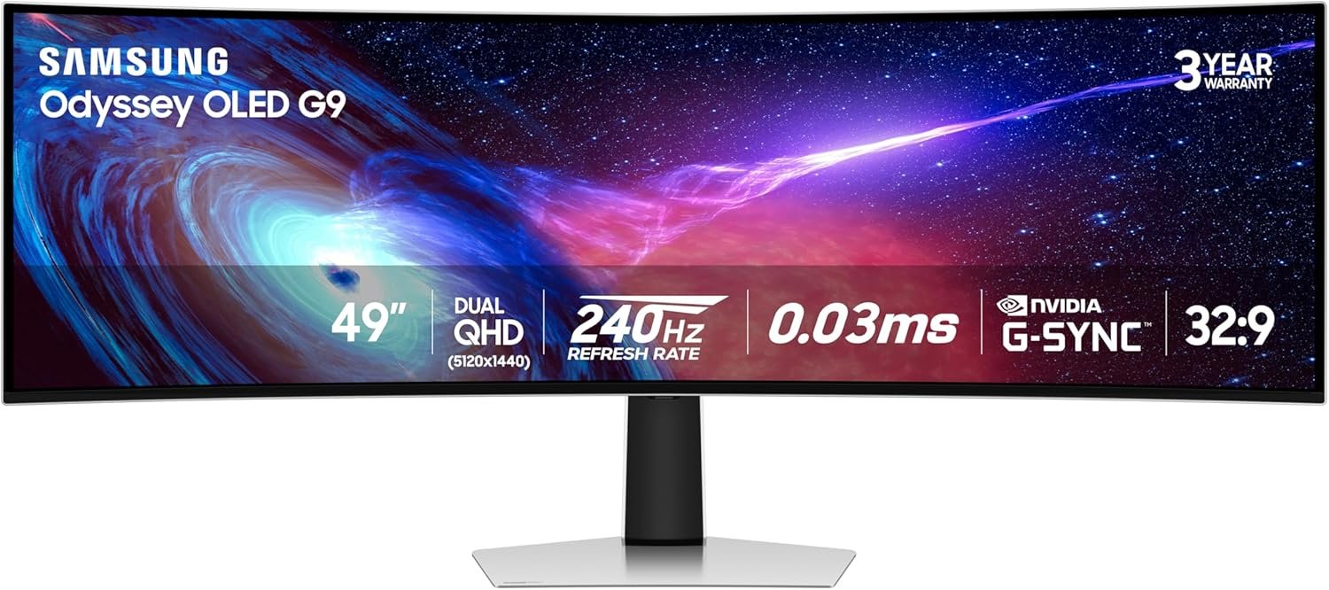 SAMSUNG 49" Odyssey QD-OLED (G93SC) Series Curved Gaming Monitor, 240Hz, 0.03ms,Dual QHD,DisplayHDR True Black 400,AMD FreeSync Premium Pro,Height Adjustable Stand,3 Year Warranty,LS49CG932SNXZA - Image 2