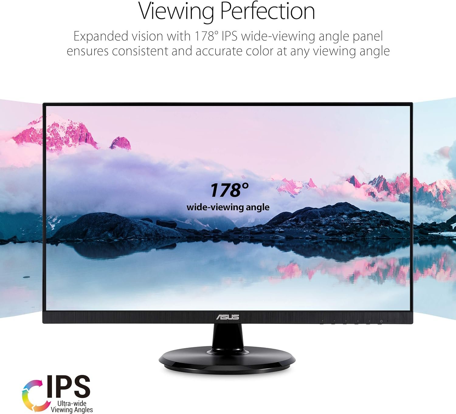 ASUS VA24DQ 23.8” Monitor, 1080P Full HD, 75Hz, IPS, Adaptive-Sync/FreeSync, Eye Care, HDMI DisplayPort VGA, Frameless, VESA Wall Mountable ,BLACK - Image 4