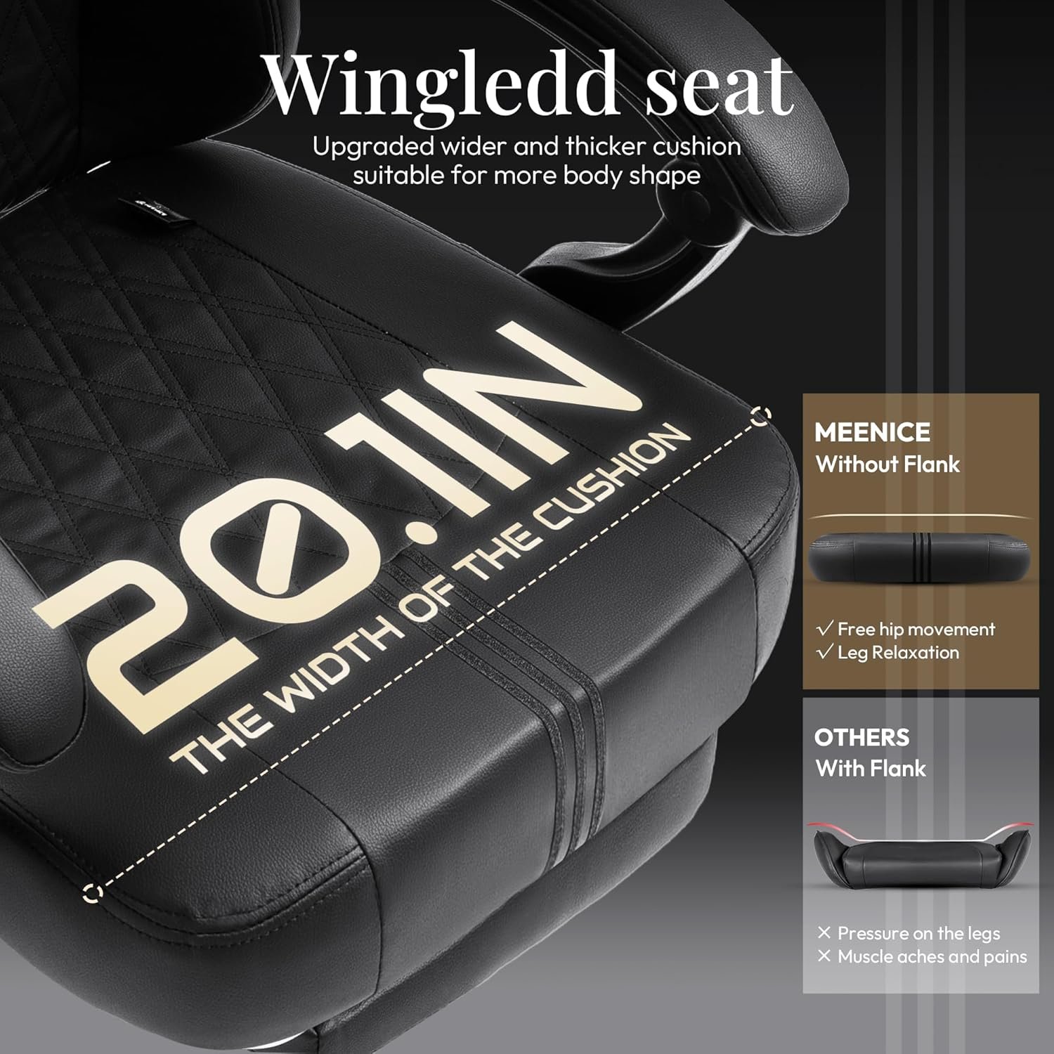 Gaming Chair Ergonomic High Back with Pocket Spring Cushion & Breathable Leather, Cooling Gel Massage Lumbar Support, Adjustable Office Computer Chair for Adults, Heavy Duty 300LBS Capacity - Image 8