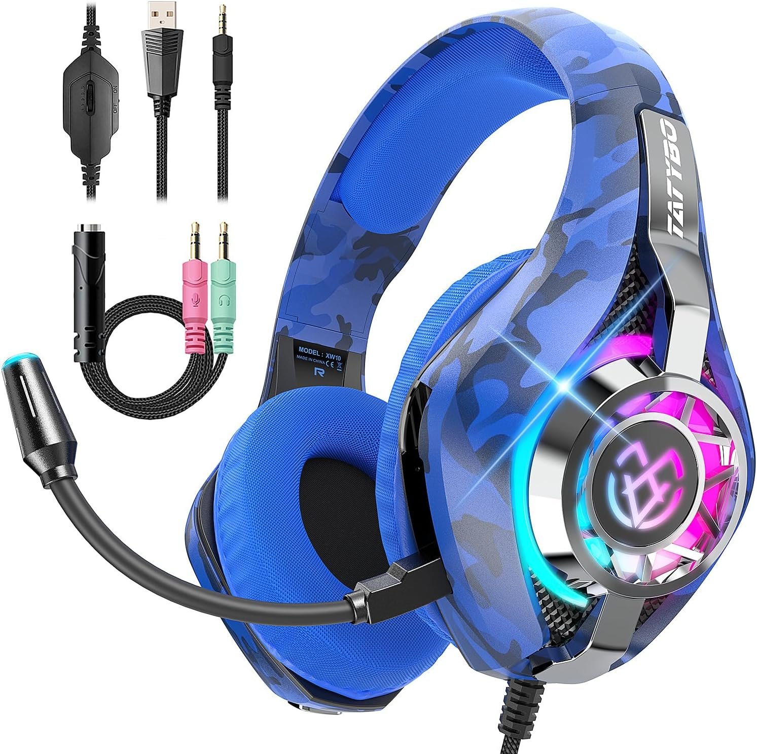 Gaming Headset for PS5 PS4 Switch Xbox PC, Surround Sound Gaming Headphones with Noise Canceling Mic - Image 2