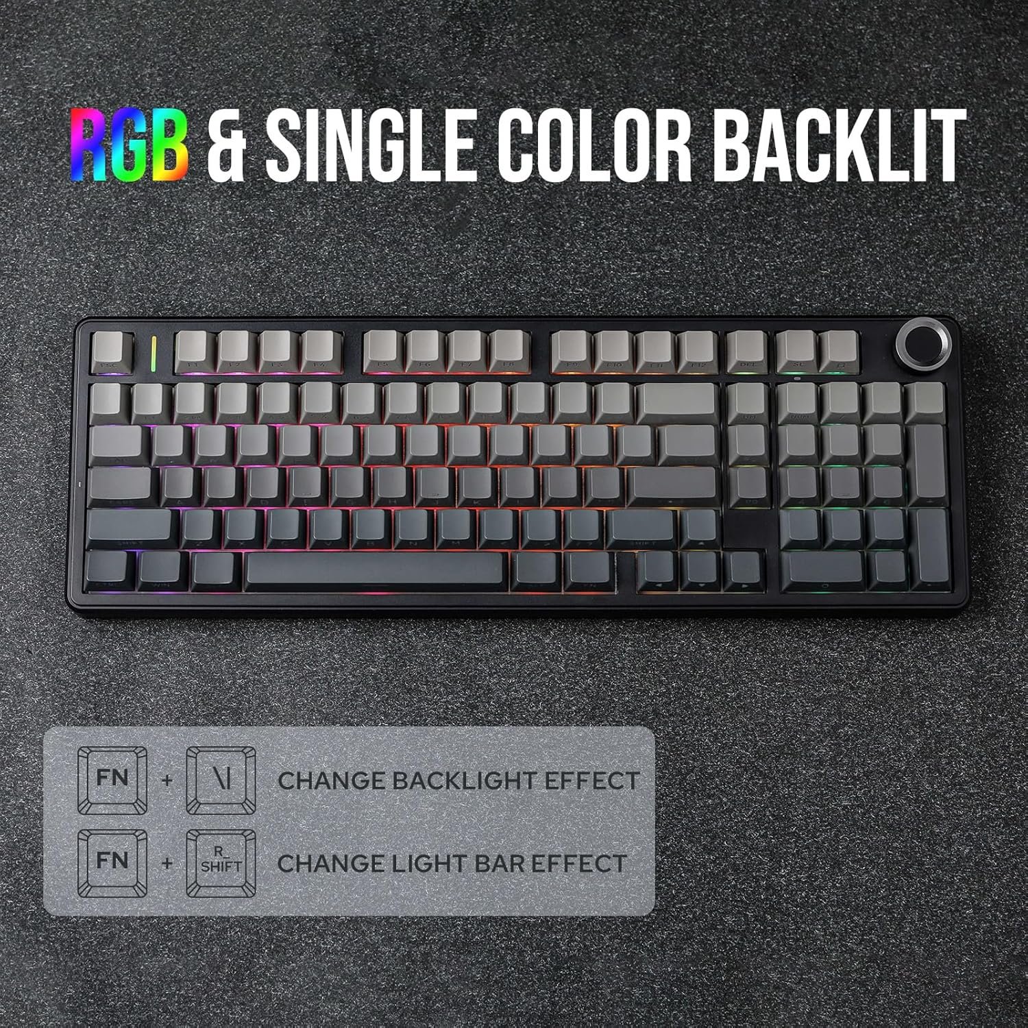 EPOMAKER X Aula F99 PRO Wireless Gaming Keyboard, Hot Swappable Custom Keyboard, 2.4GHz/Type-C/BT5.0 Mechanical Keyboard with 8000mAh Battery, RGB Backlit Gaming Keyboard (Black Gradient) - Image 8