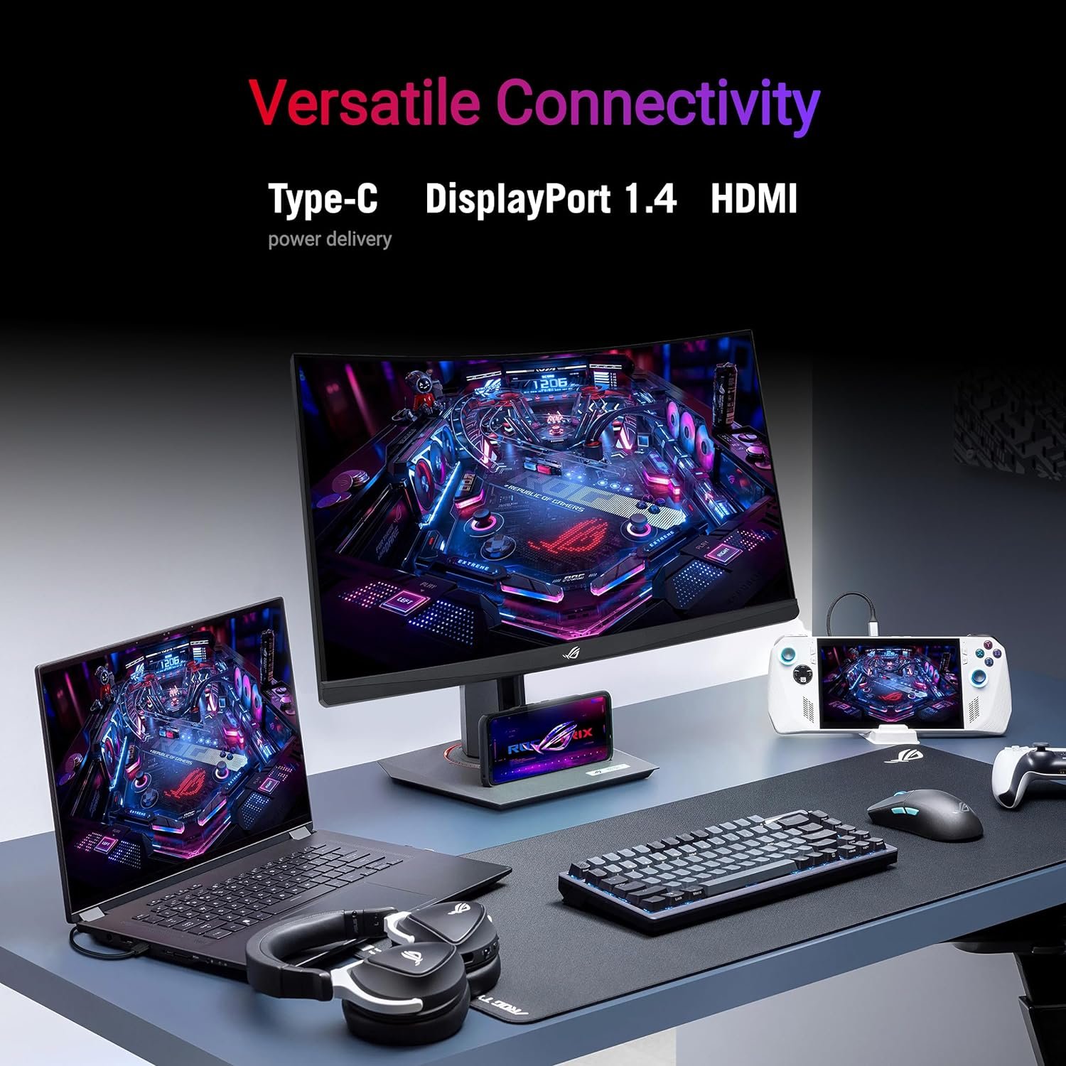 ASUS ROG Strix 32” 1440P USB-C Curved HDR Gaming Monitor (XG32WCS) - QHD, 180Hz, 1ms, Fast VA, Extreme Low Motion Blur Sync, FreeSync, DisplayWidget, Tripod Socket, AI Technology, 3 yr Warranty - Image 5