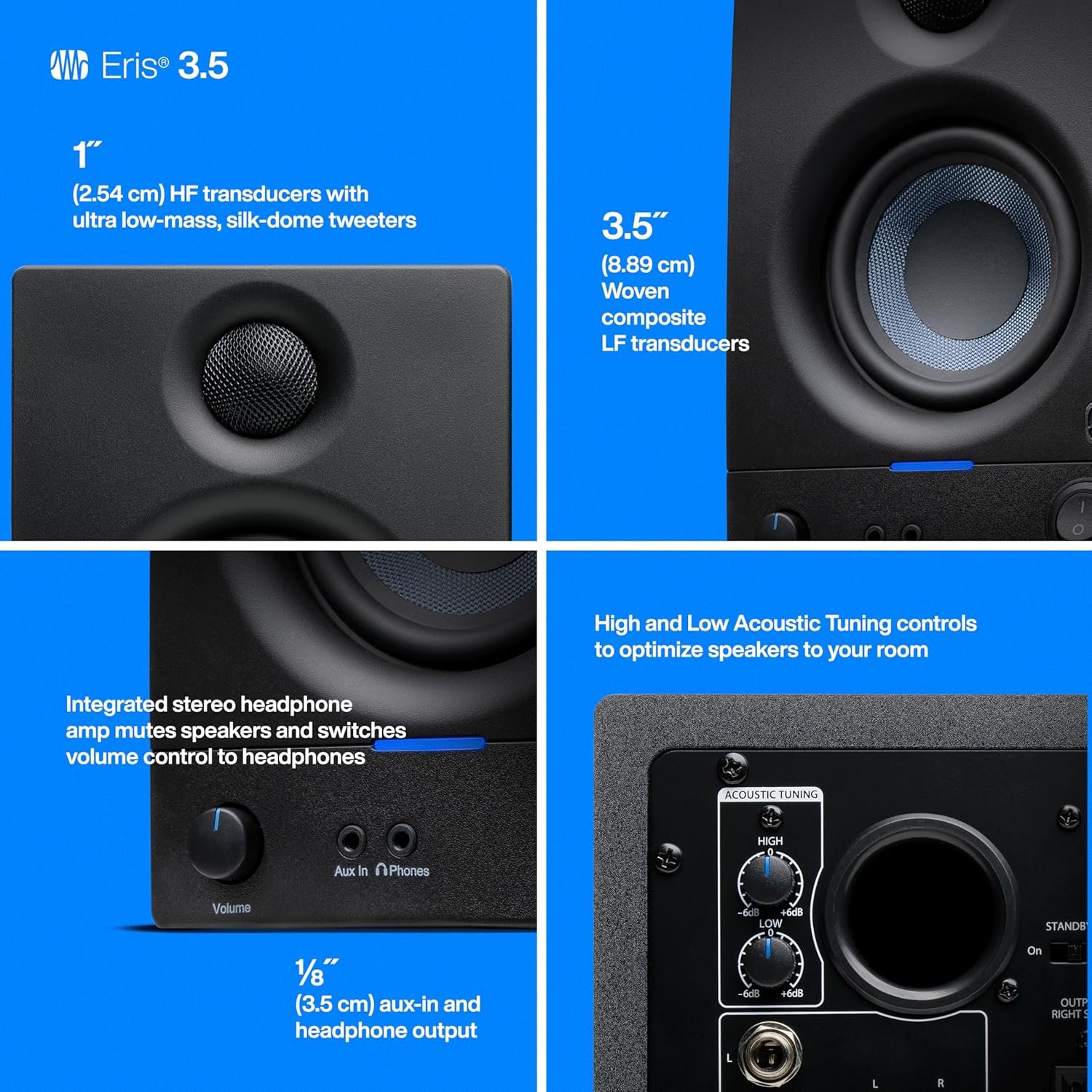 PreSonus Eris 3.5 Studio Monitors, Pair — Powered, Active Monitor Speakers for Near Field Music Production, Desktop Computer, Hi-Fi Audio - Image 5